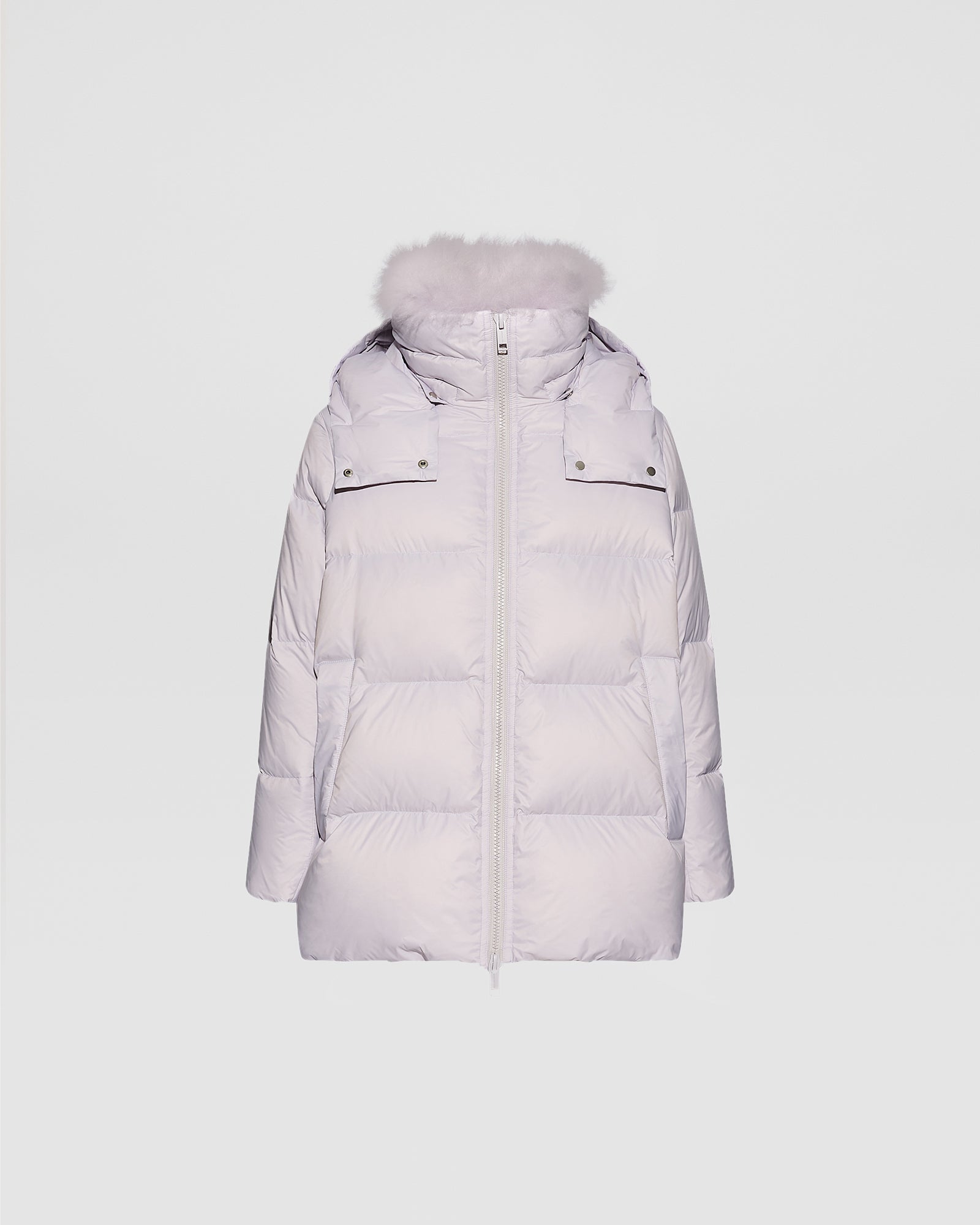 Iconic "A" line down jacket with lambswool collar - Yves Salomon