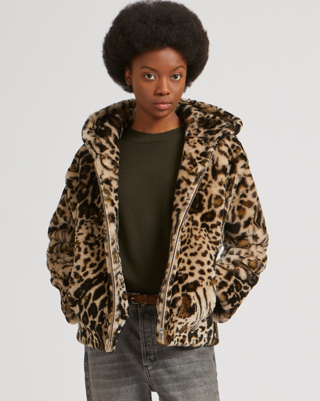 Leopard on sale hooded jacket