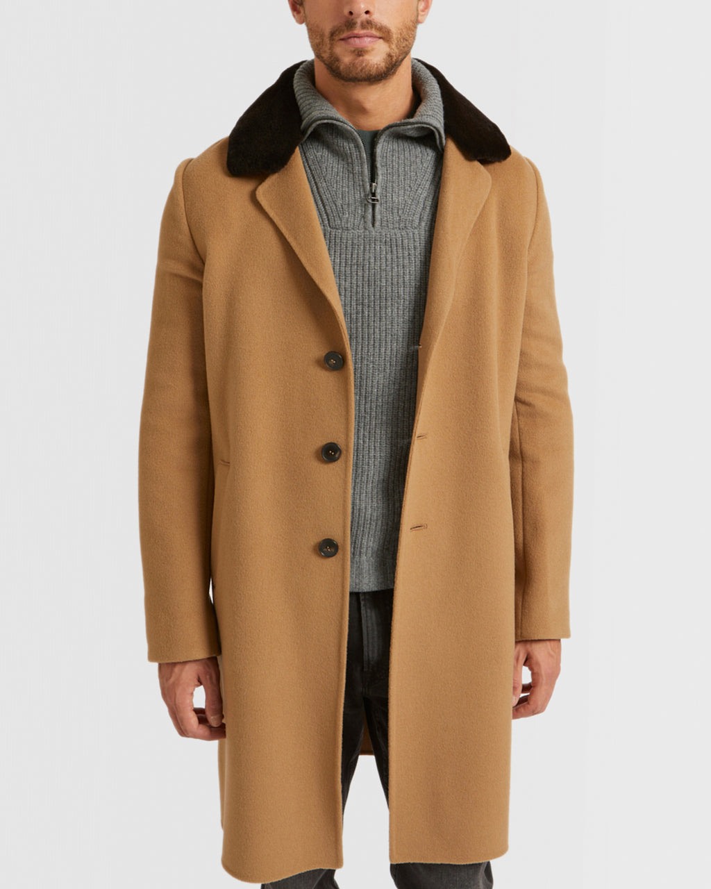 Charcoal Gray Wool Cashmere Pea Coat