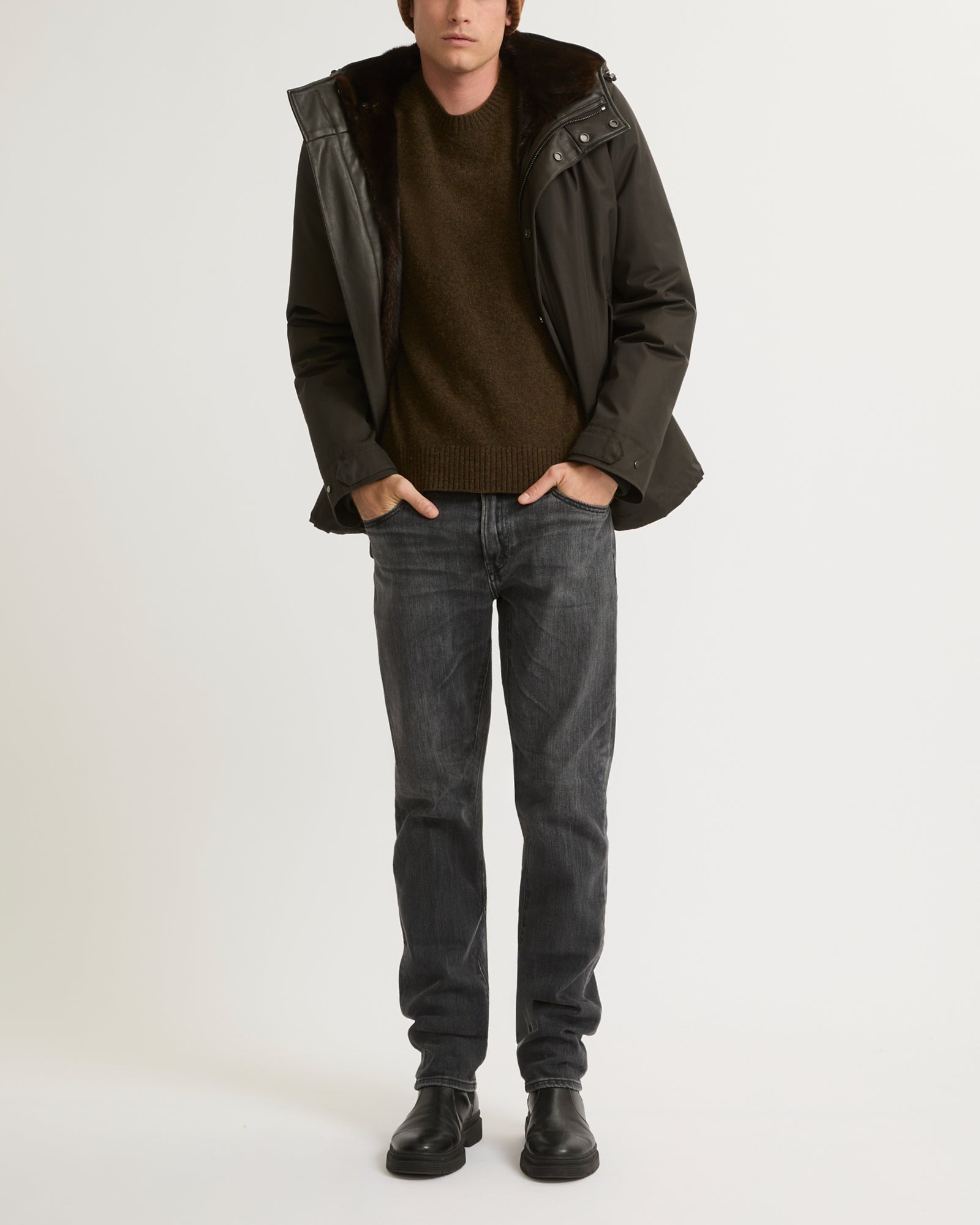 Fitted Parka In Gabardine Mink brown Yves Salomon Men – Yves