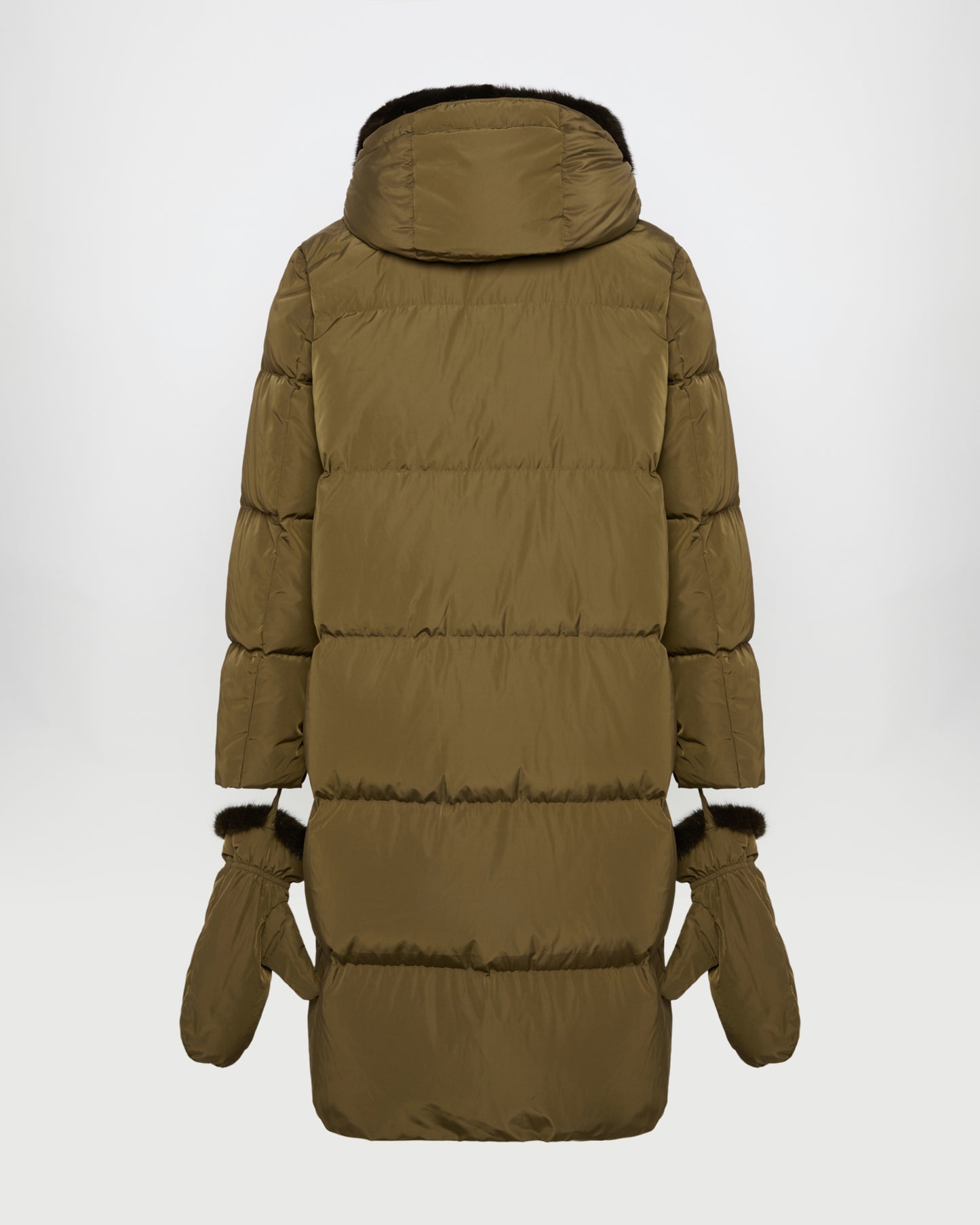 Long belted down jacket in technical fabric -Yves Salomon