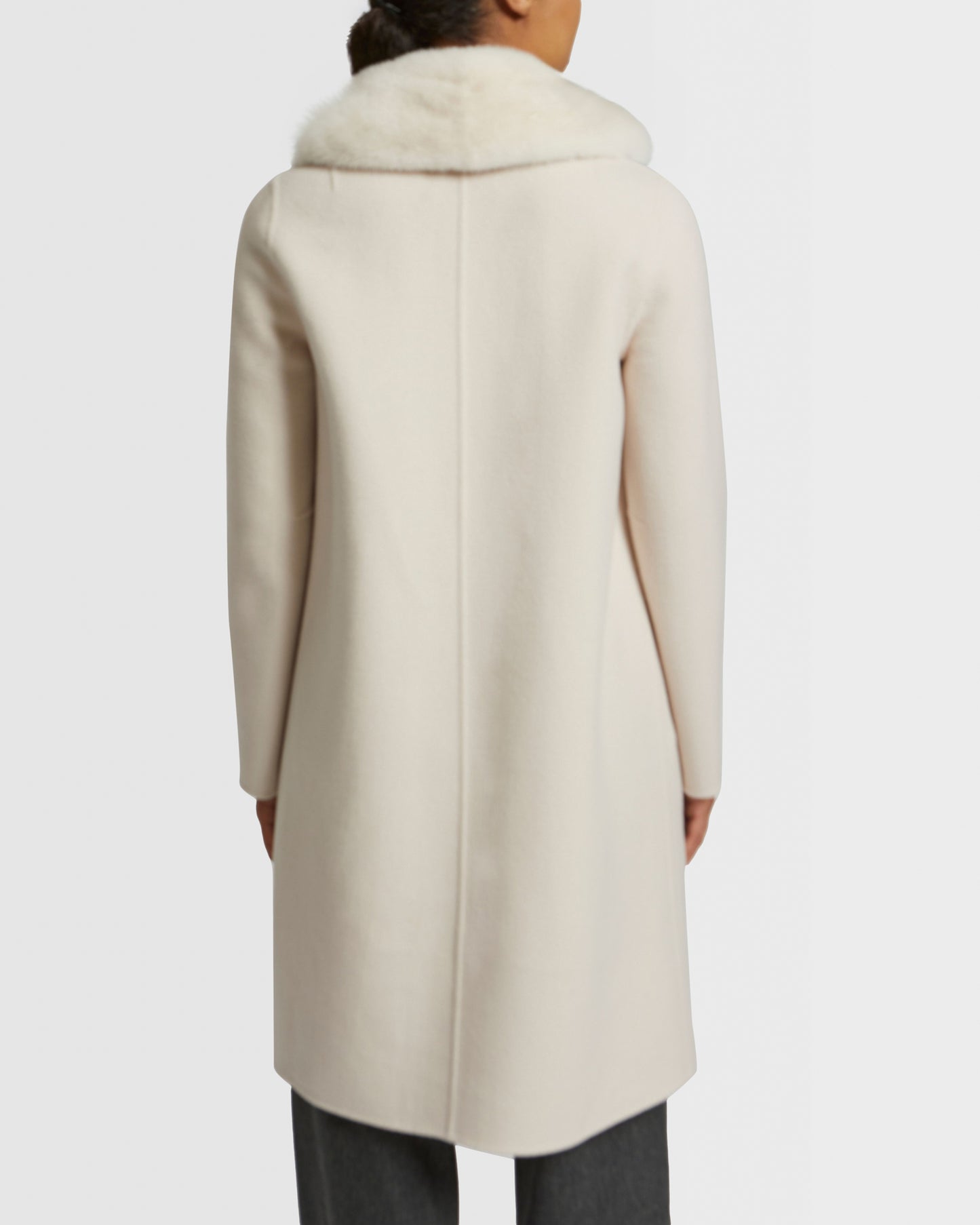 Cashmere wool coat with mink fur collar and facing -Yves Salomon