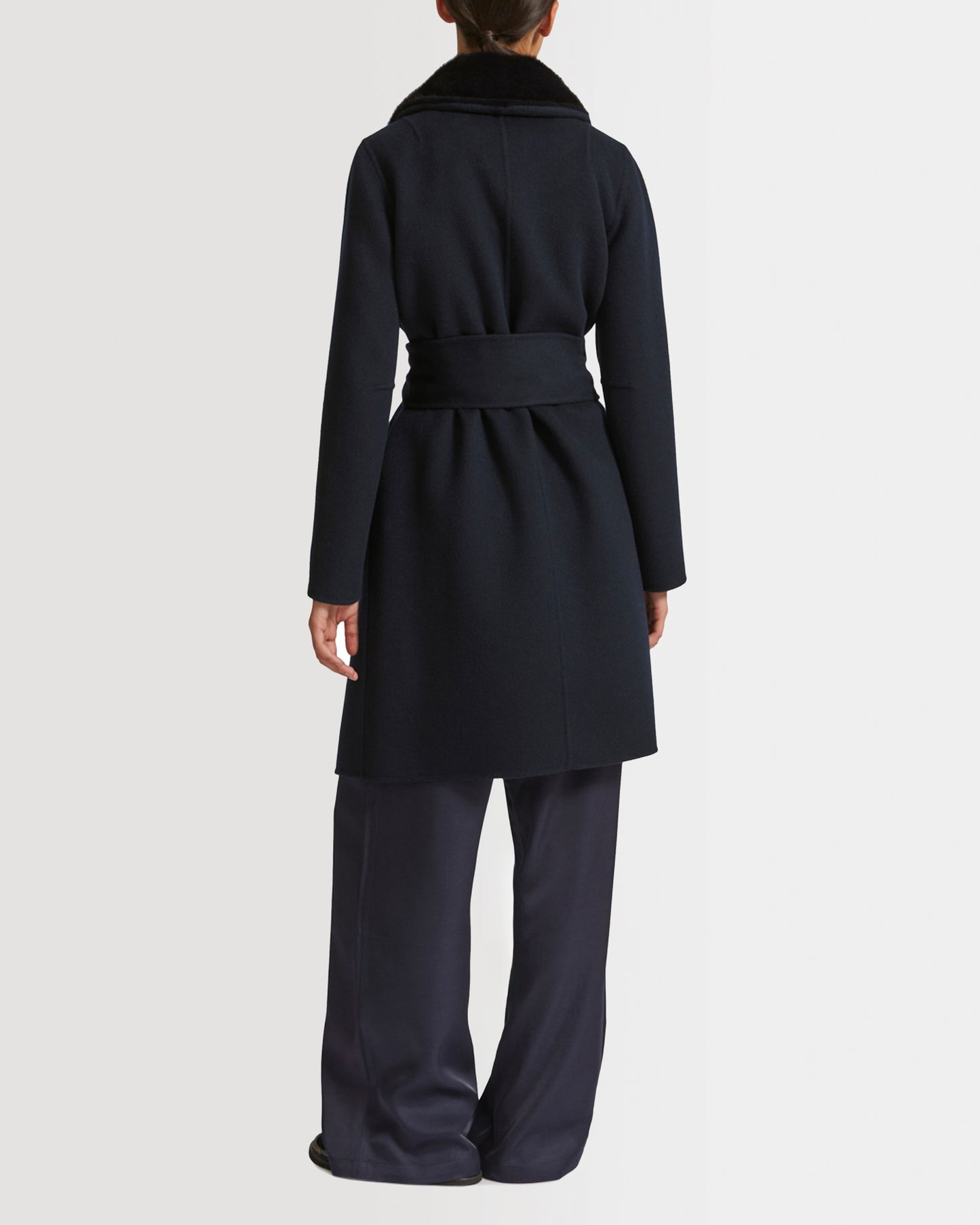 Cashmere wool coat with mink fur collar and facing -Yves Salomon