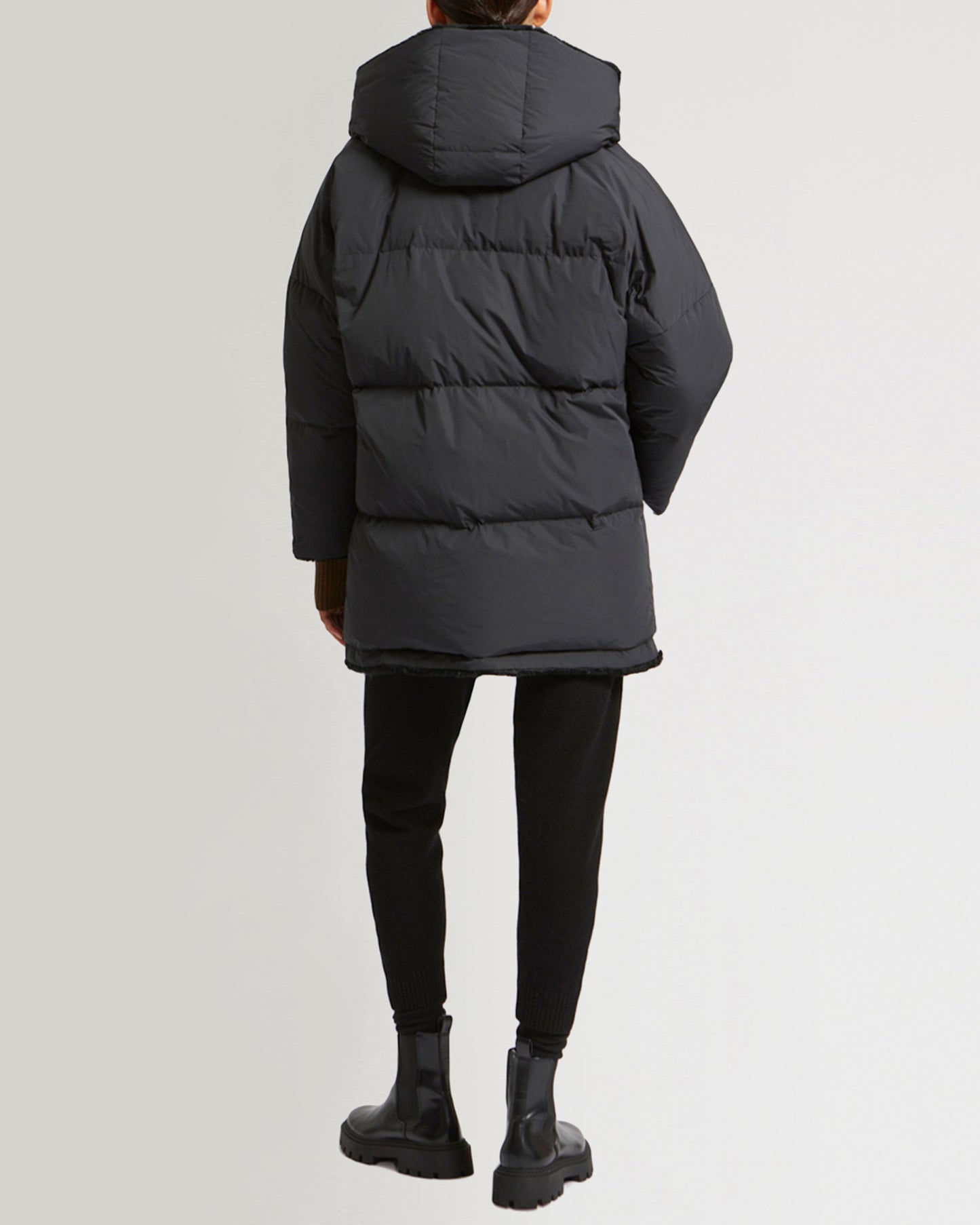 Winter sale & boxing day Yves Salomon -Reversible down jacket in waterproof technical fabric and sheared rabbit
