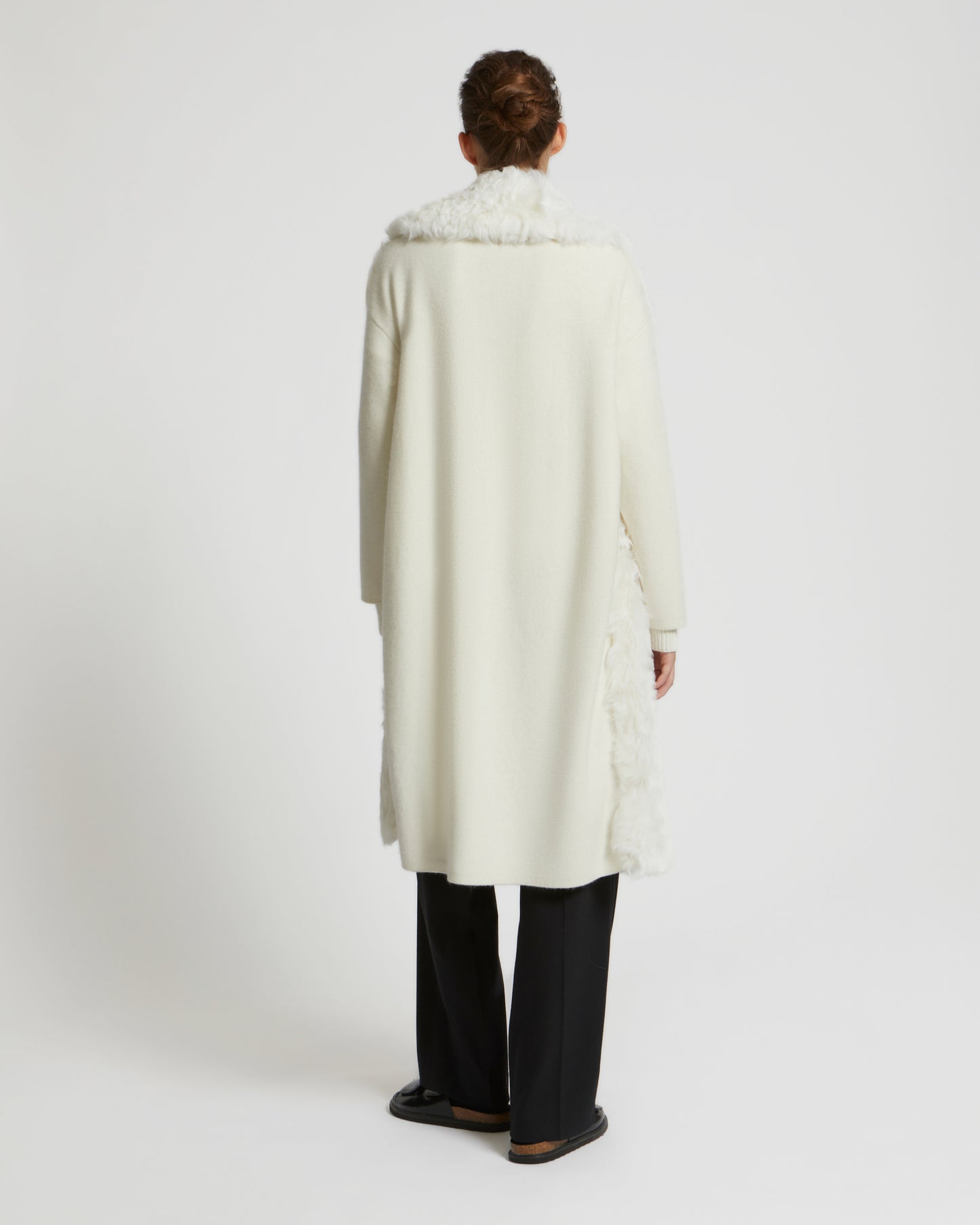 Winter sale & boxing day Yves Salomon -Long cardigan coat in knit and lambskin