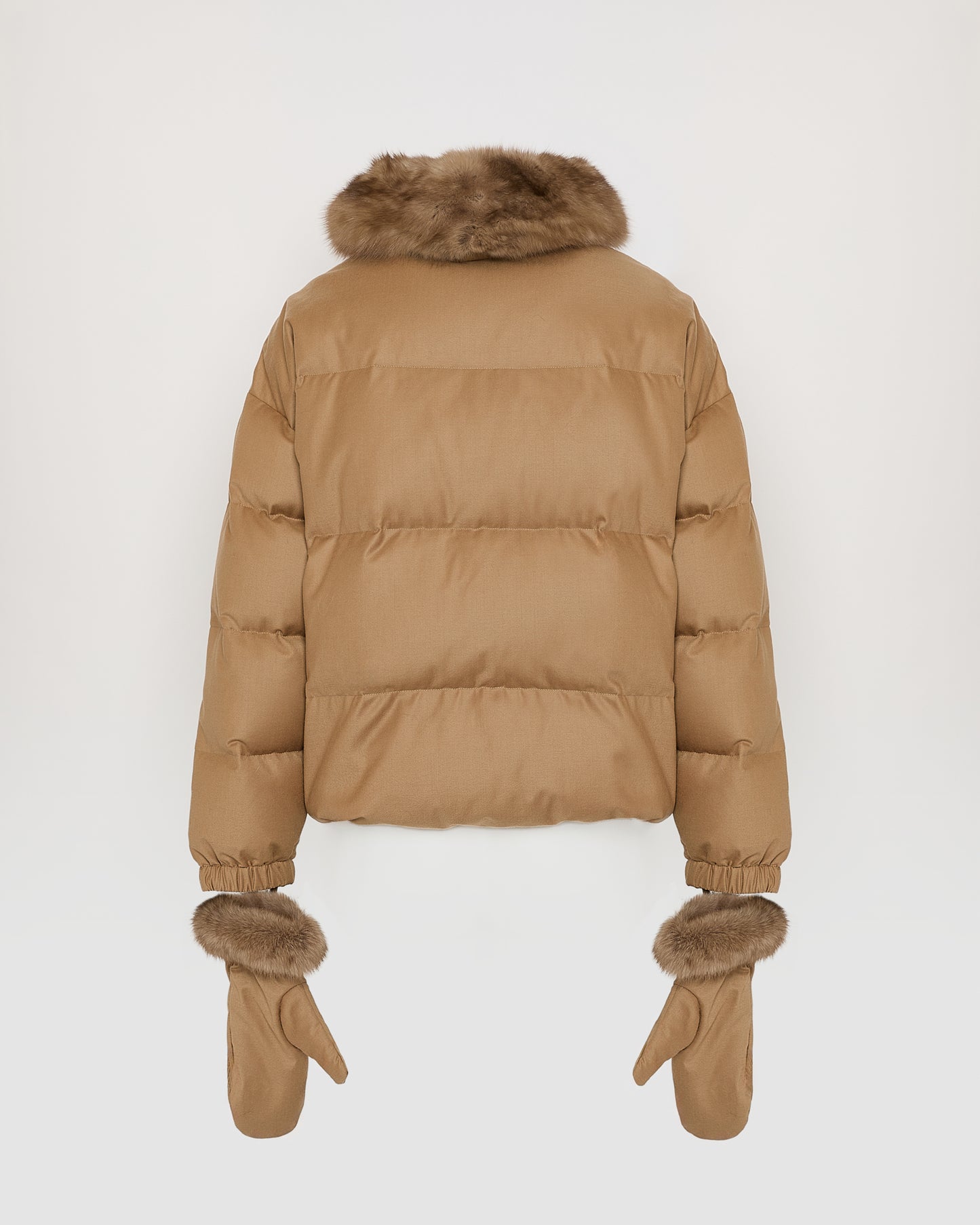 Short down jacket made with Loro Piana flannel and sable fur - Yves Salomon
