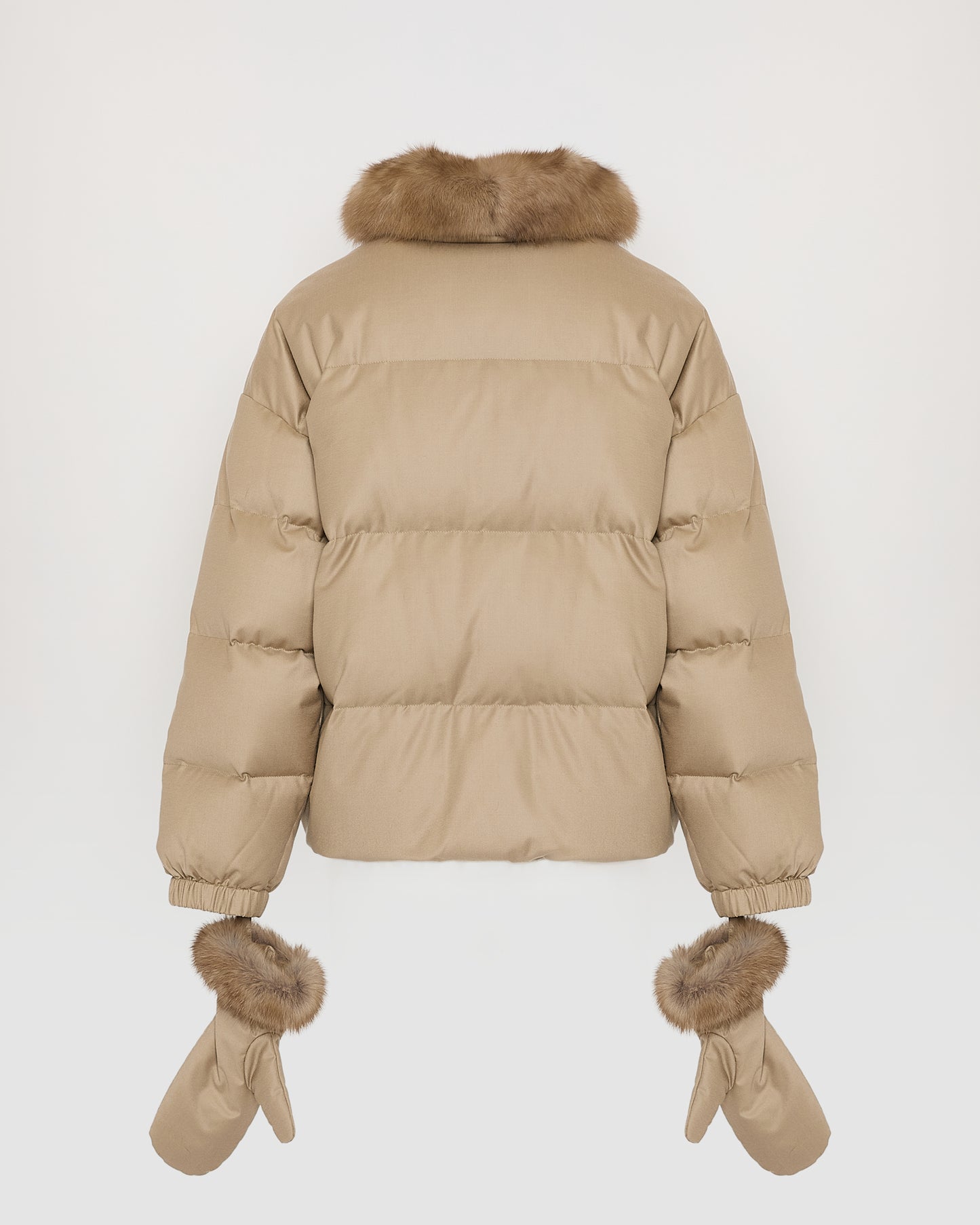 Short down jacket made with Loro Piana flannel and sable fur - Yves Salomon