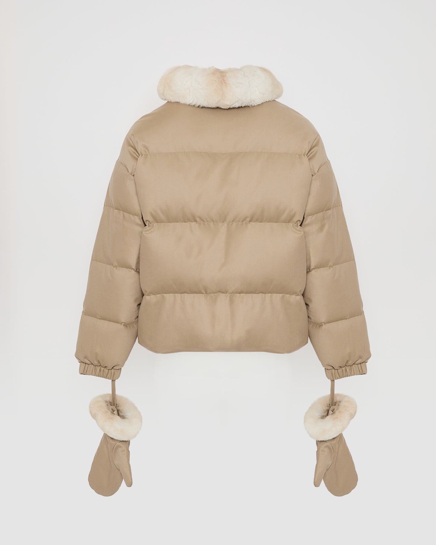 Short down jacket in waterproof flannel fabric with chinchilla fur - Yves Salomon
