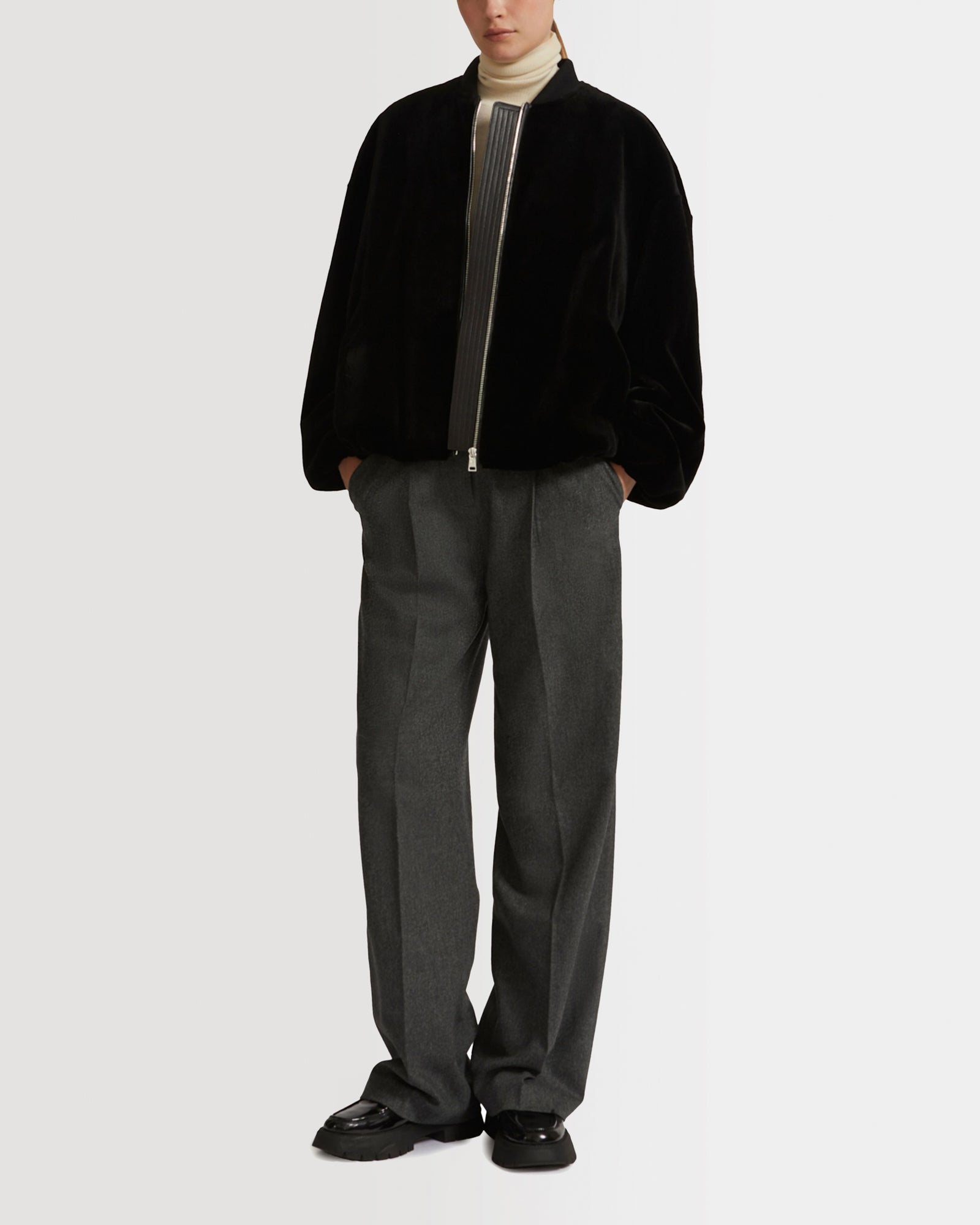 Bomber jacket in sheared mink - black - Yves Salomon – Yves Salomon US