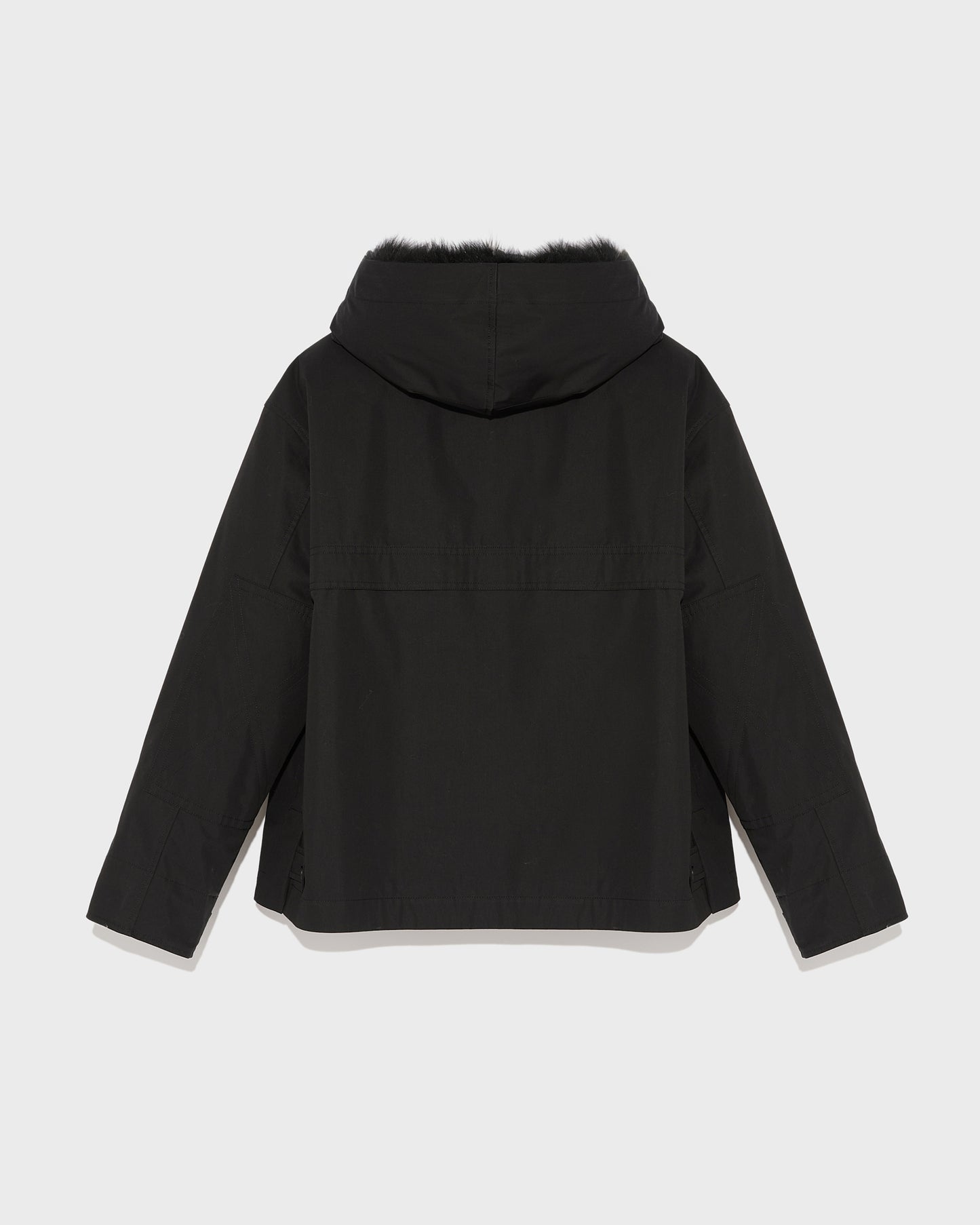 Short waterproof parka in cotton blend with fox and rabbit fur