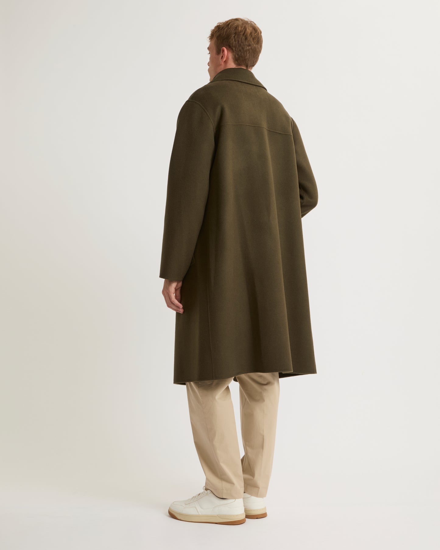 Double-sided wool-cashmere coat - khaki - Yves Salomon Men