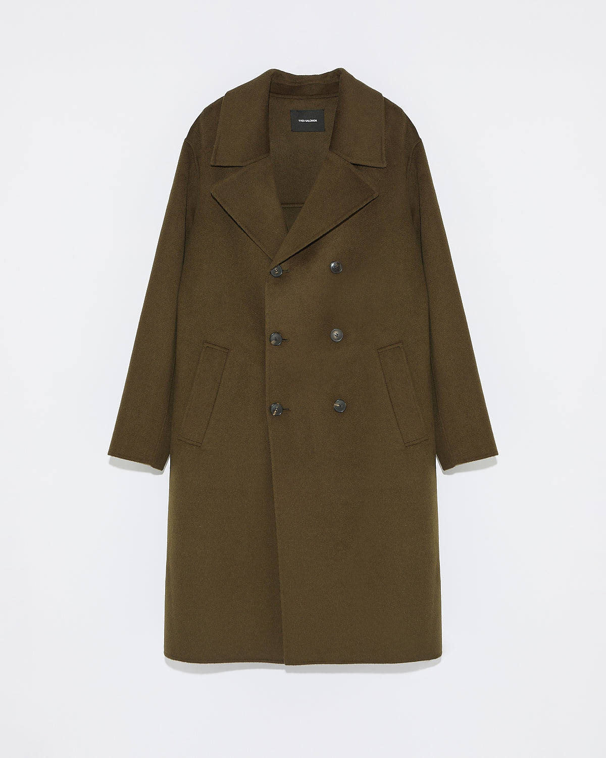 Double-sided wool-cashmere coat - khaki - Yves Salomon Men