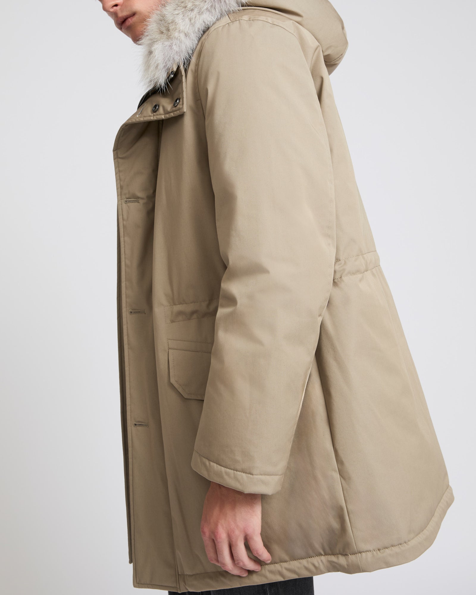 Iconic parka with coyote fur trim beige Yves Salomon Men