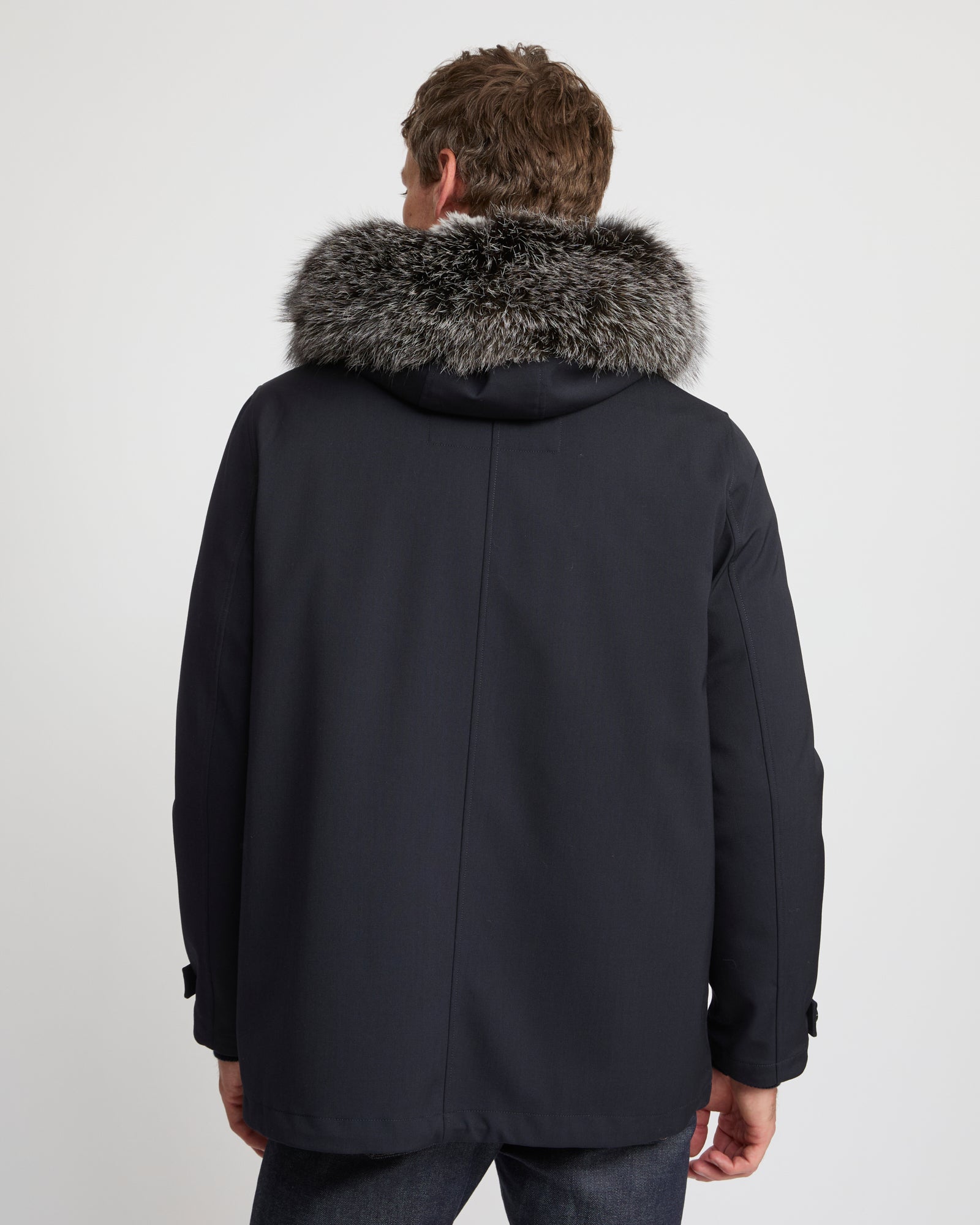 Short parka in technical wool and fox and rabbit fur - Yves Salomon