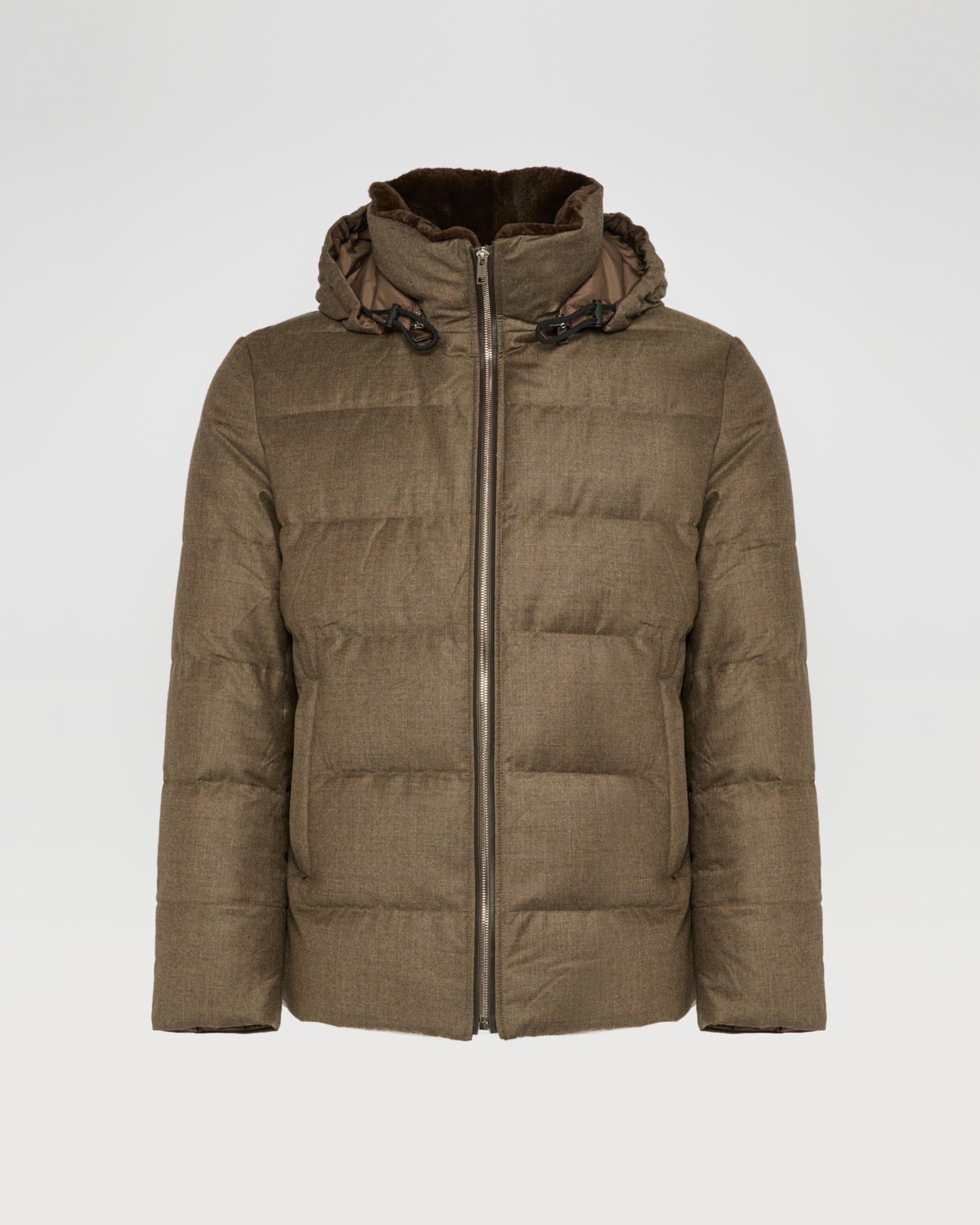 Short down jacket in Loro Piana fabric with mink trim -Yves Salomon