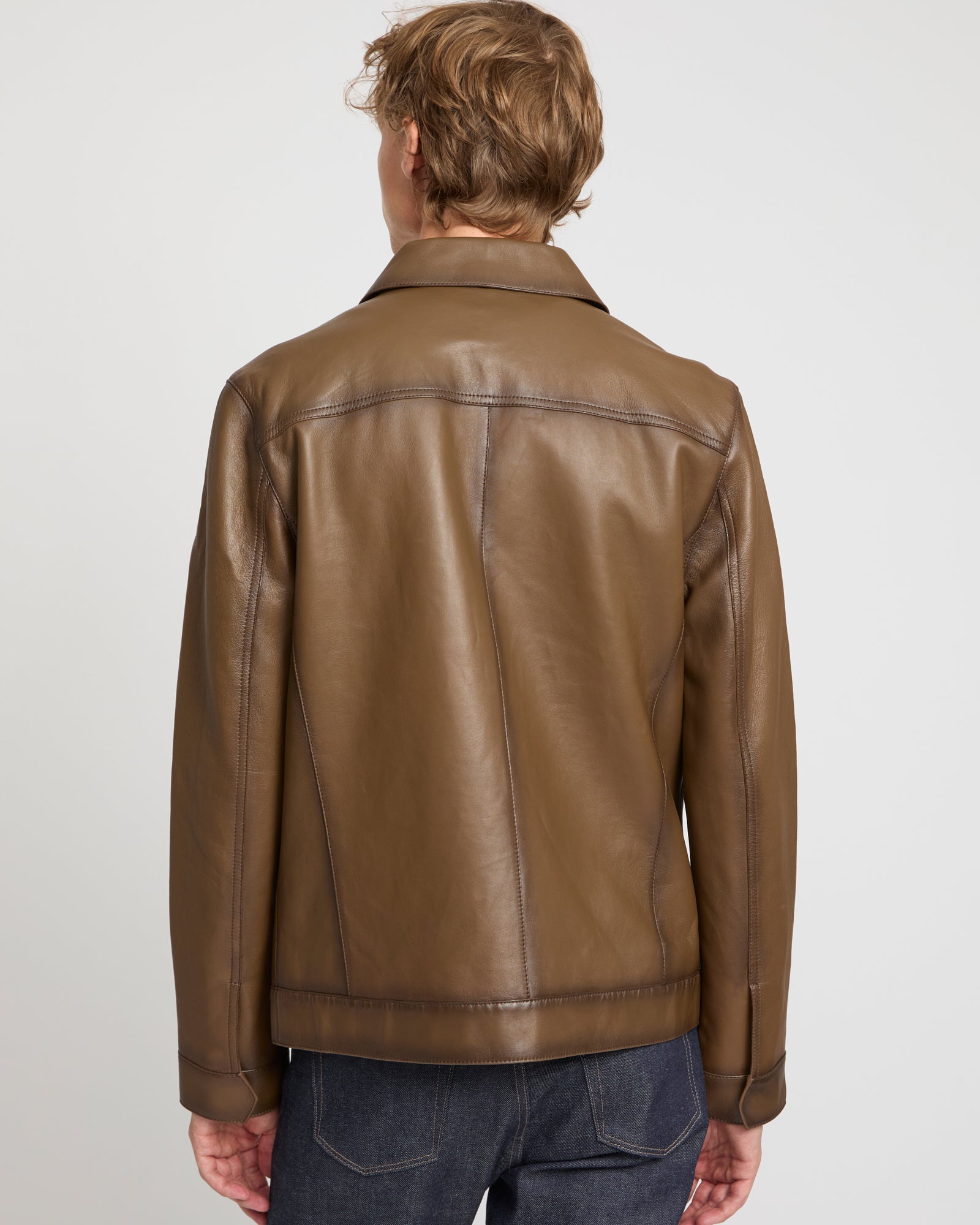 Denim jacket style leather jacket -Yves Salomon