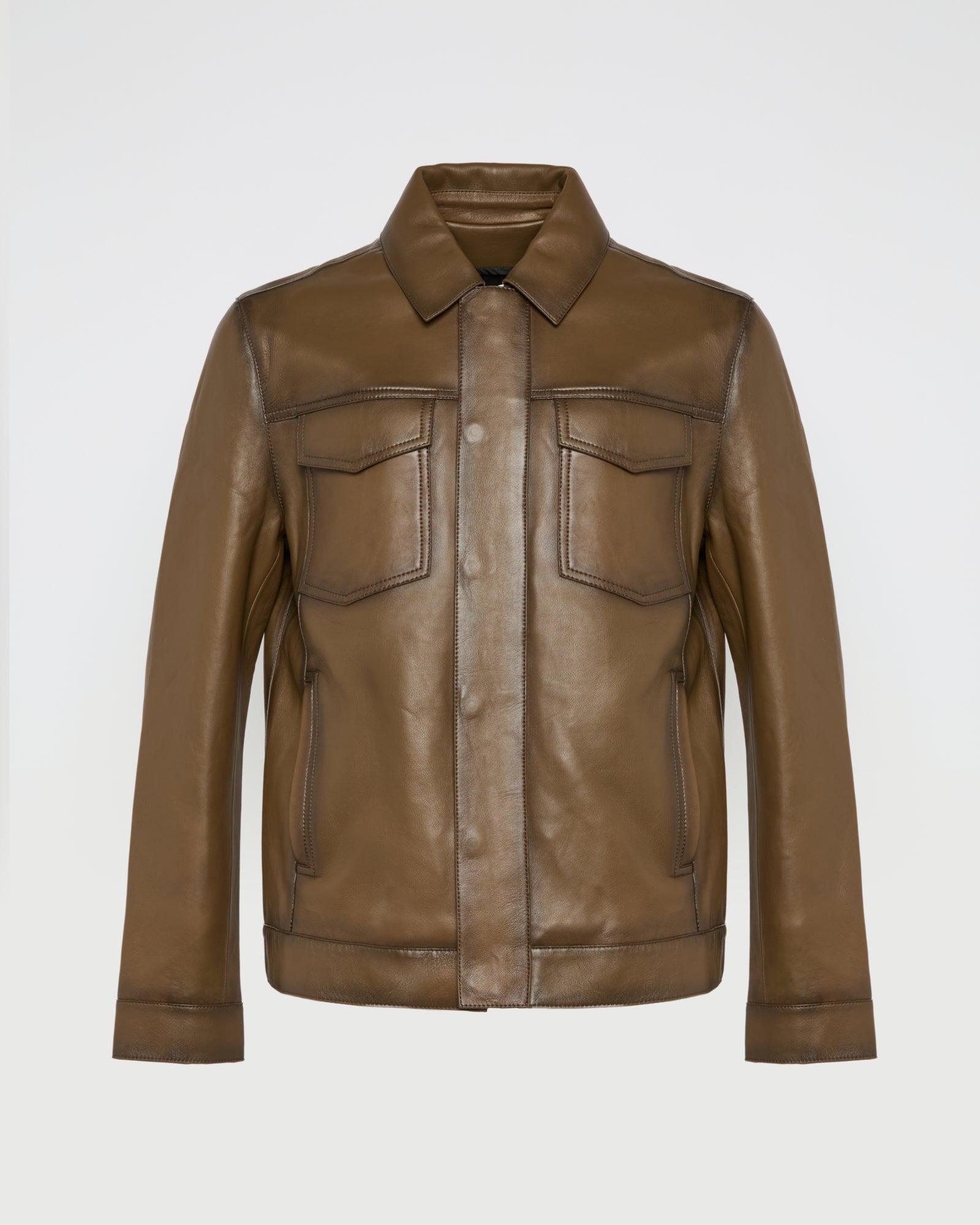 Denim jacket style leather jacket -Yves Salomon