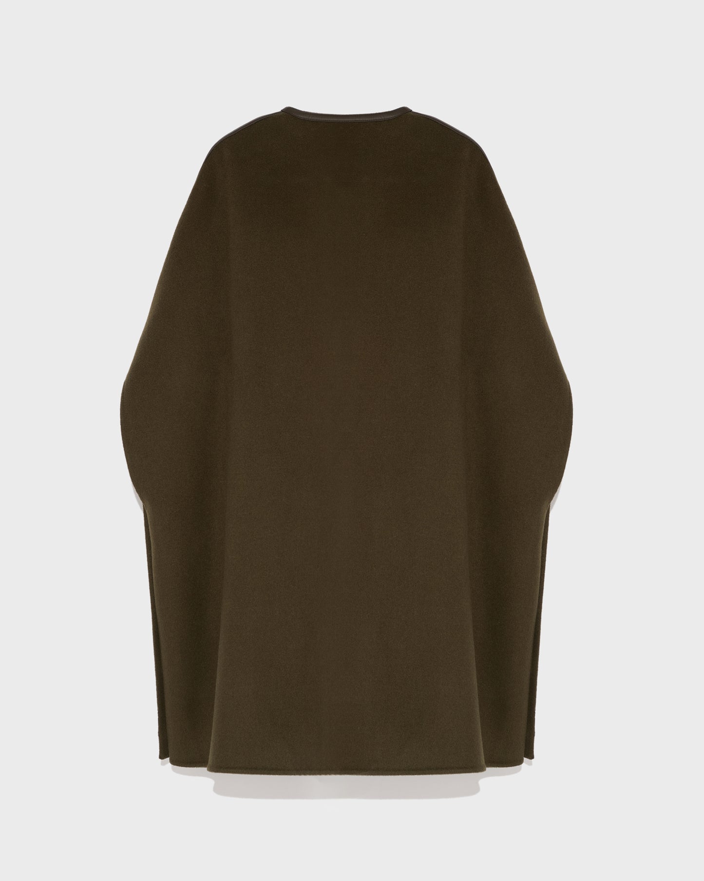 Double-sided wool cashmere blend cape with leather button -Yves Salomon