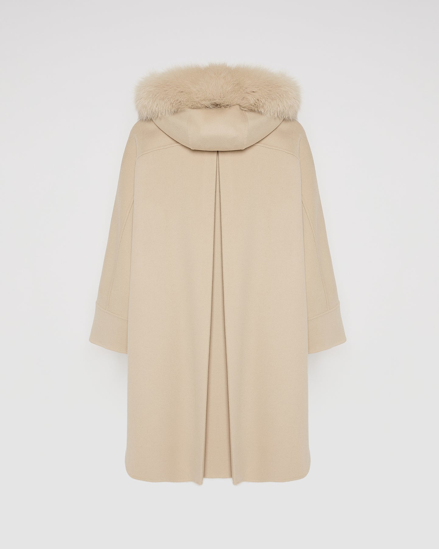 Cashmere blend hooded cape with fox trim - Yves Salomon