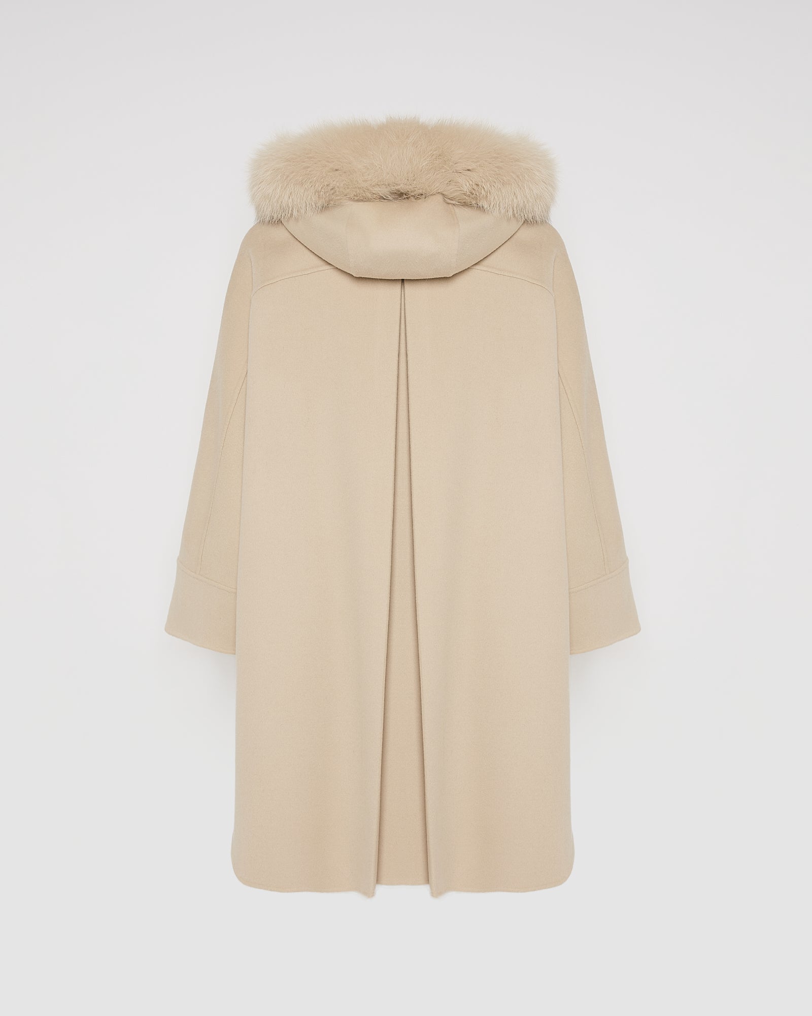 Cashmere blend hooded cape with fox trim - Yves Salomon
