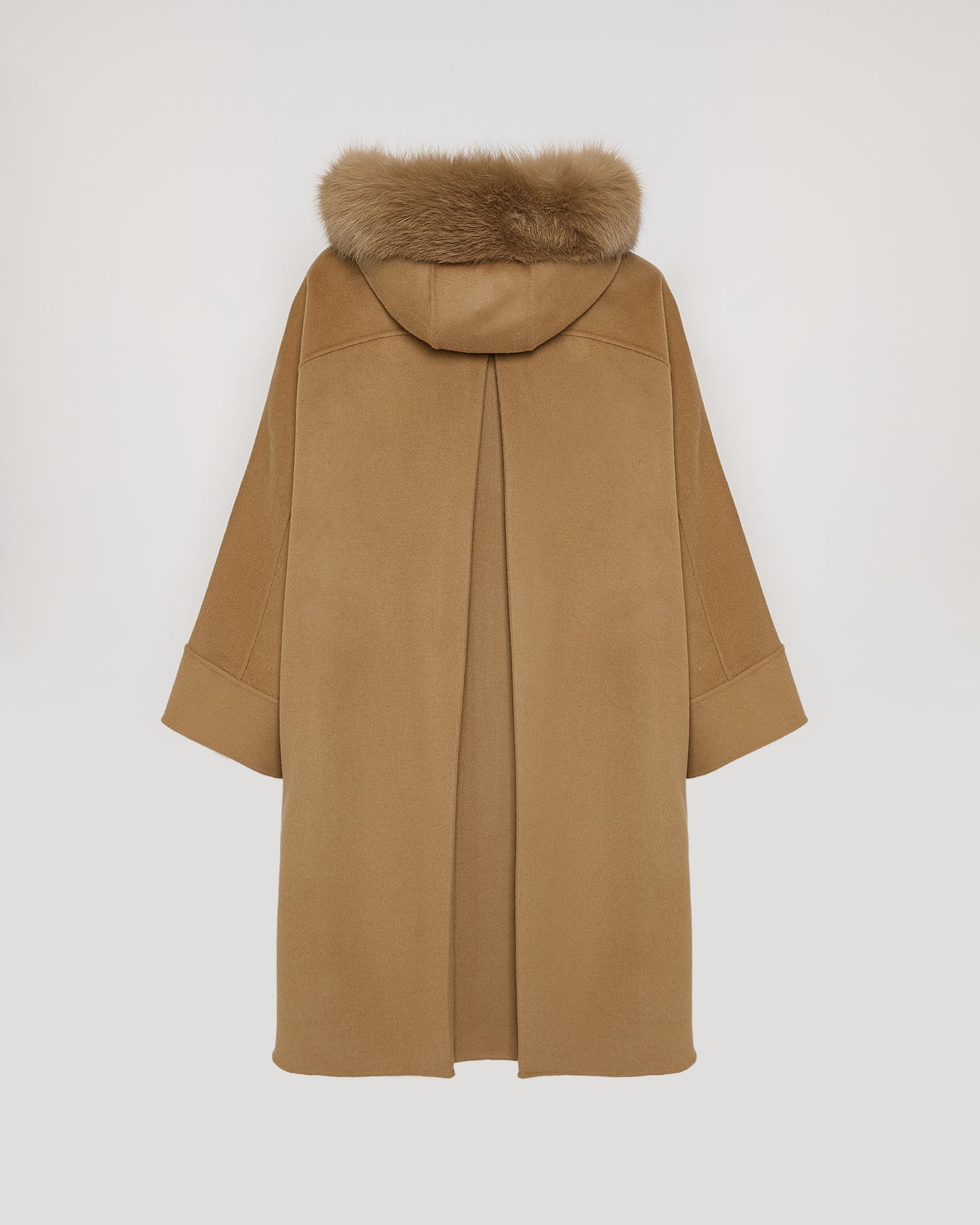 Cashmere blend hooded cape with fox trim - Yves Salomon