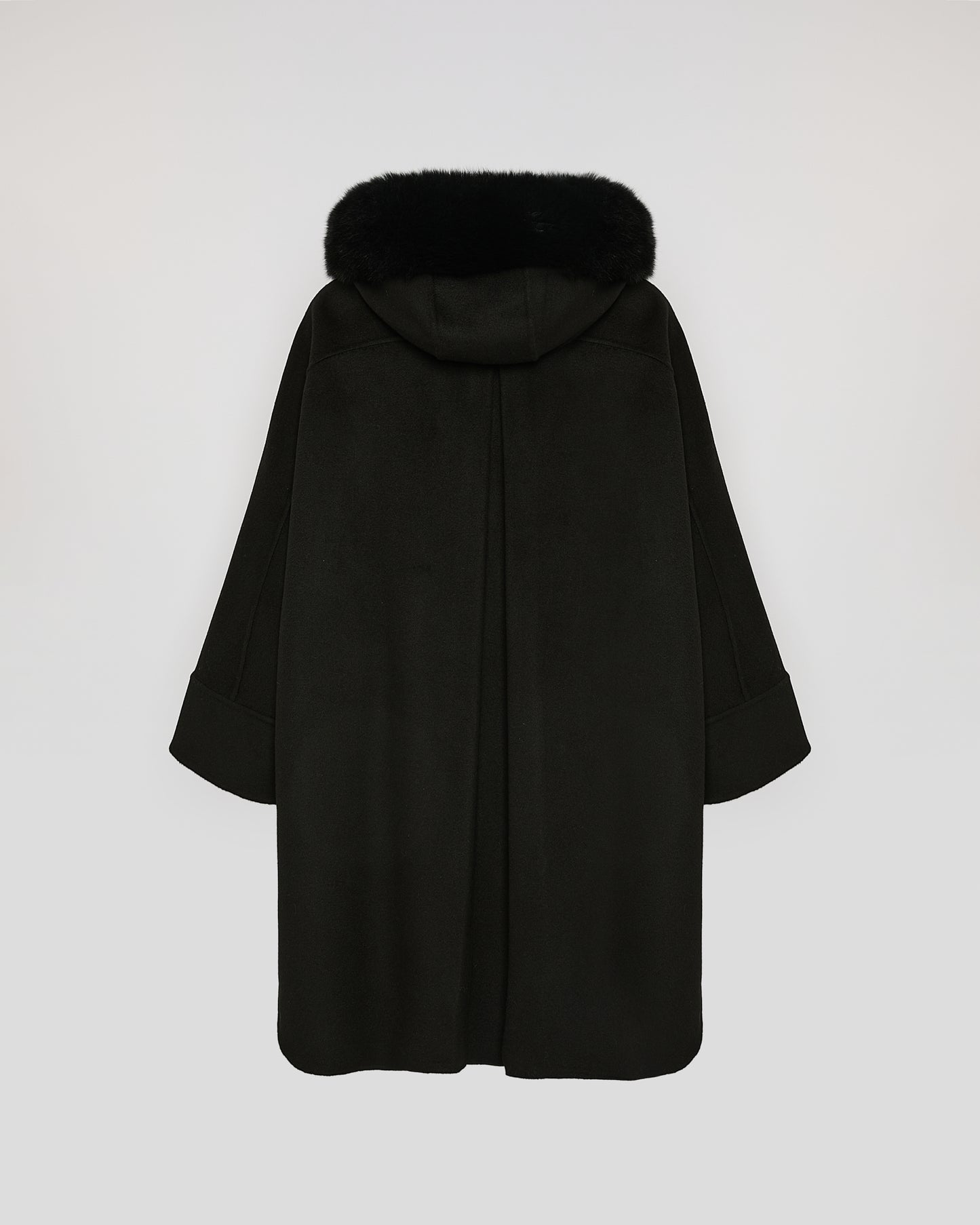 Cashmere blend hooded cape with fox trim - Yves Salomon