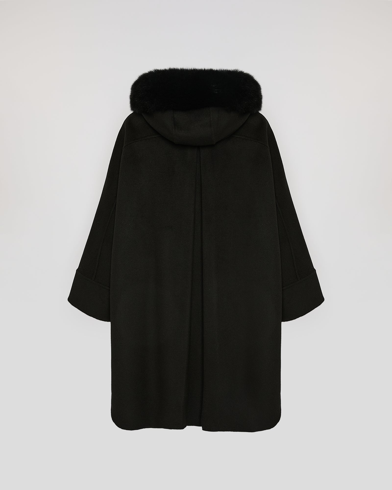 Cashmere blend hooded cape with fox trim - Yves Salomon
