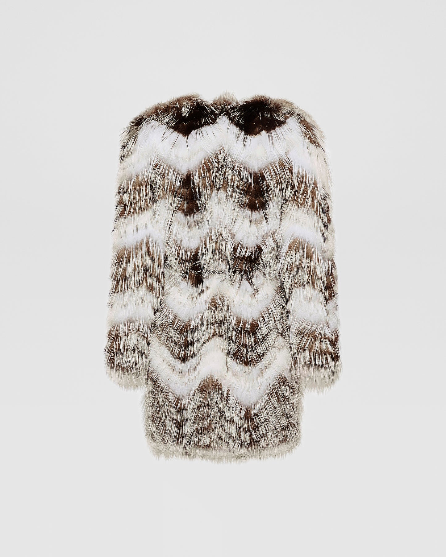 Belted coat in merino knit and fox fur - Yves Salomon