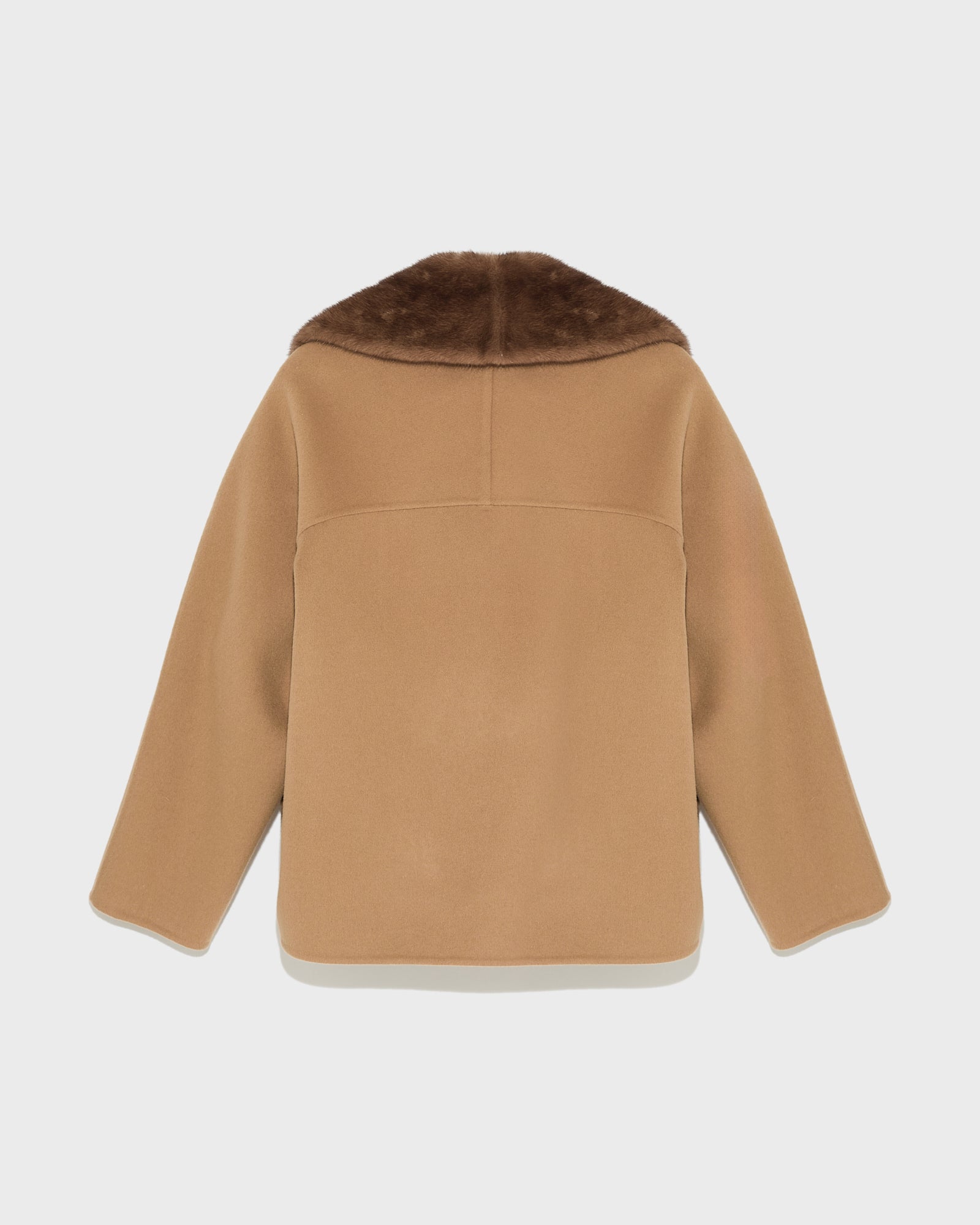 Cashmere blend pea jacket with removable mink collar -Yves Salomon