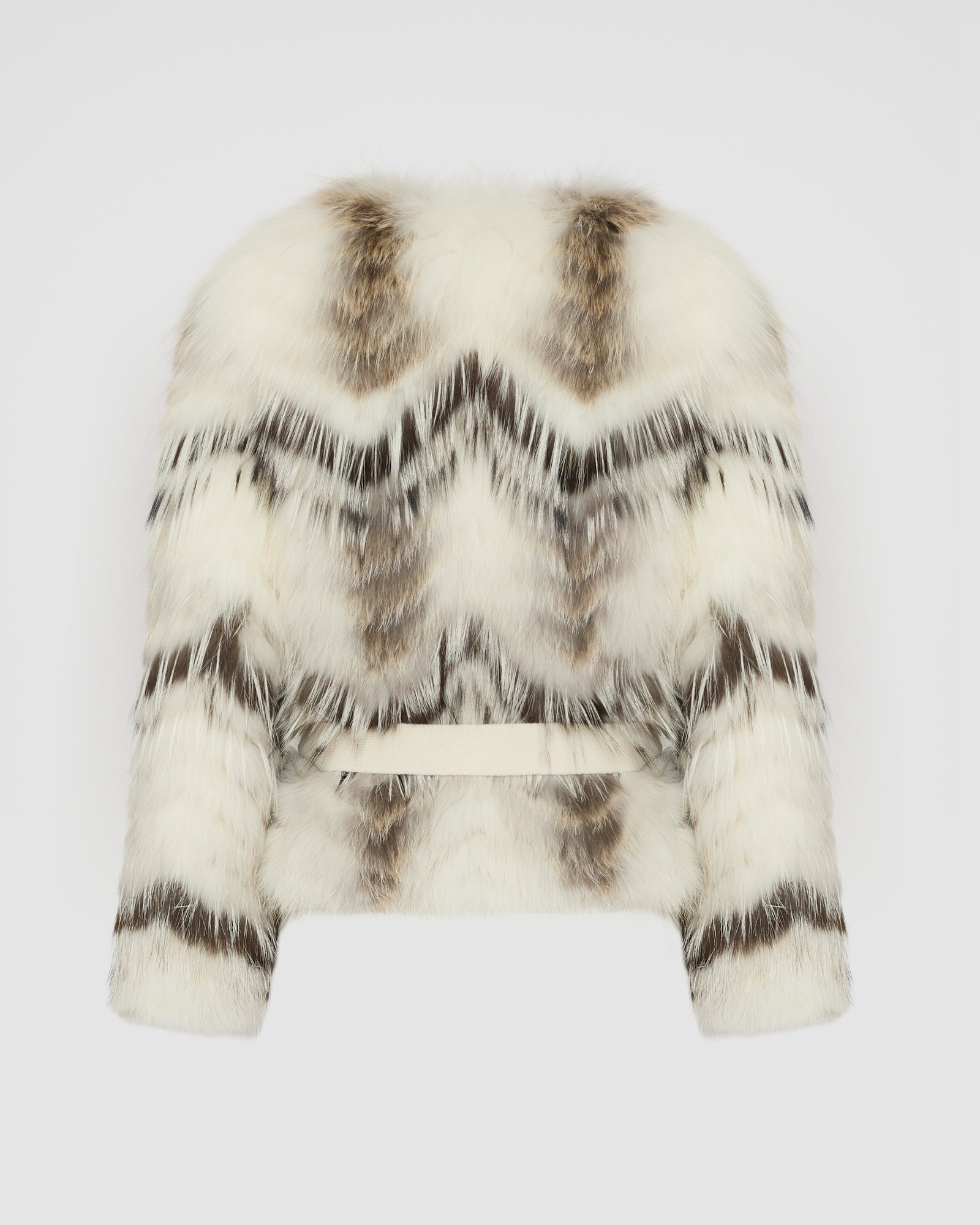 Belted cardigan in merino knit and fox fur - Yves Salomon