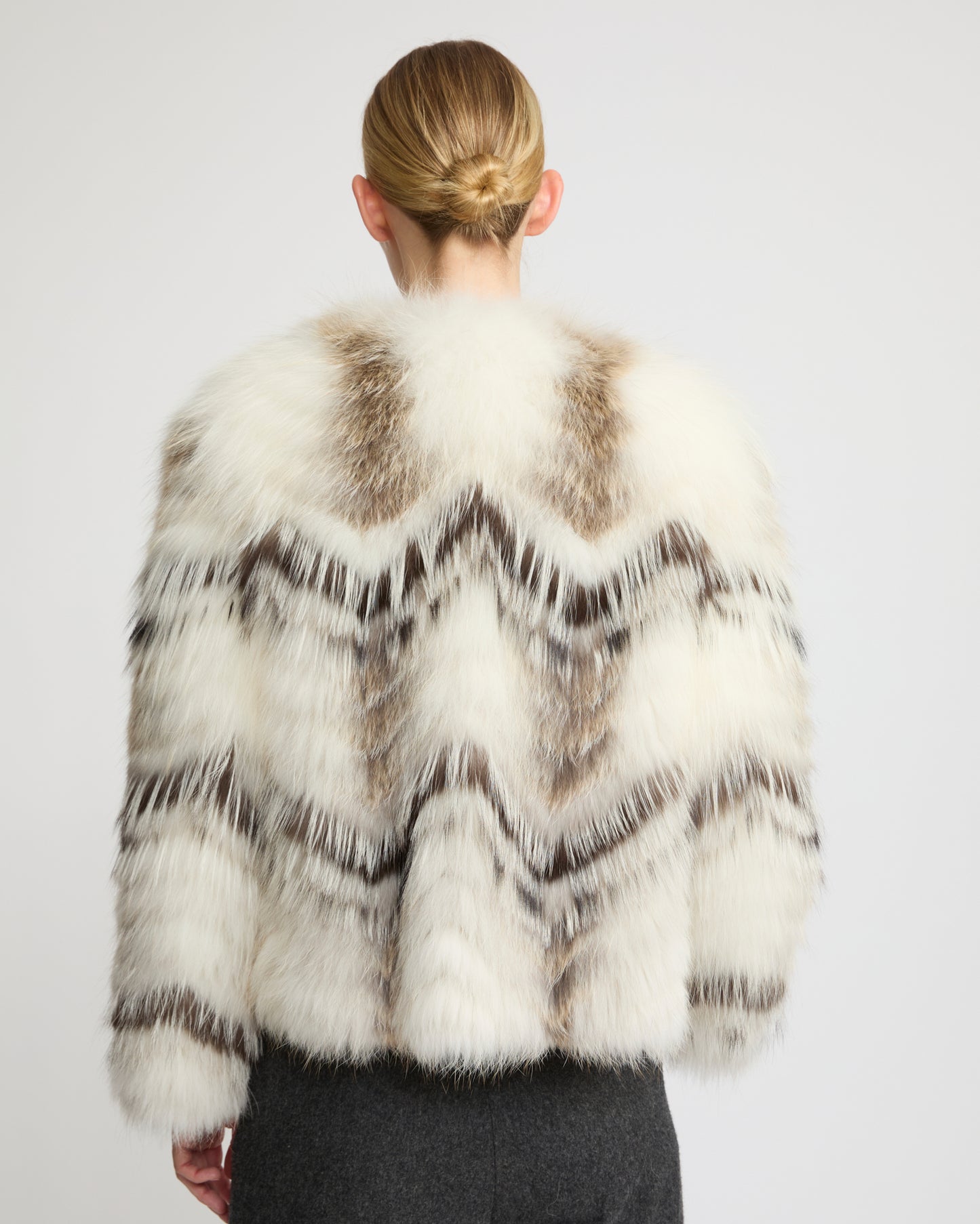 Belted cardigan in merino knit and fox fur - Yves Salomon