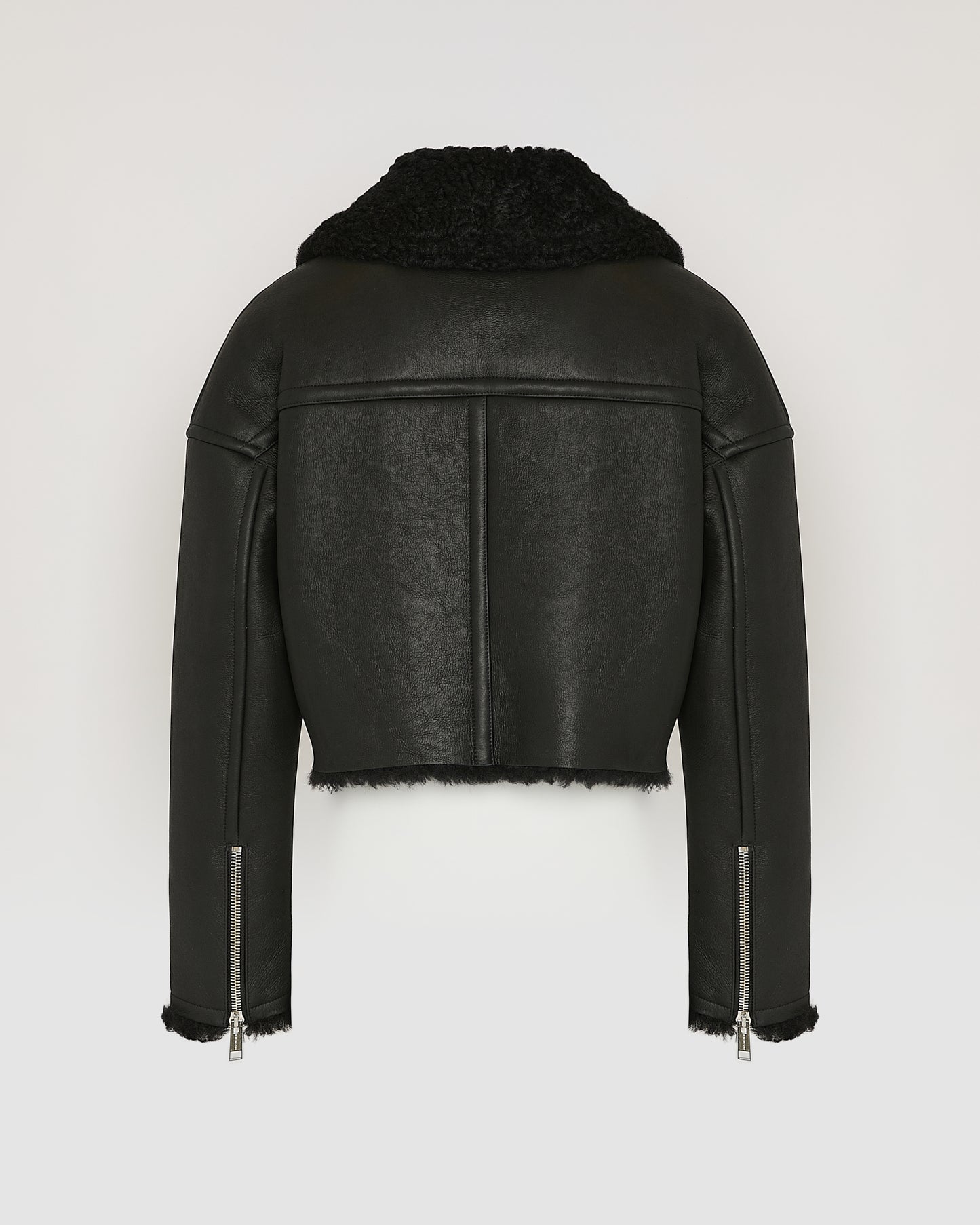 Cropped biker jacket in Icelandic Merino shearling with vintage finish - Yves Salomon