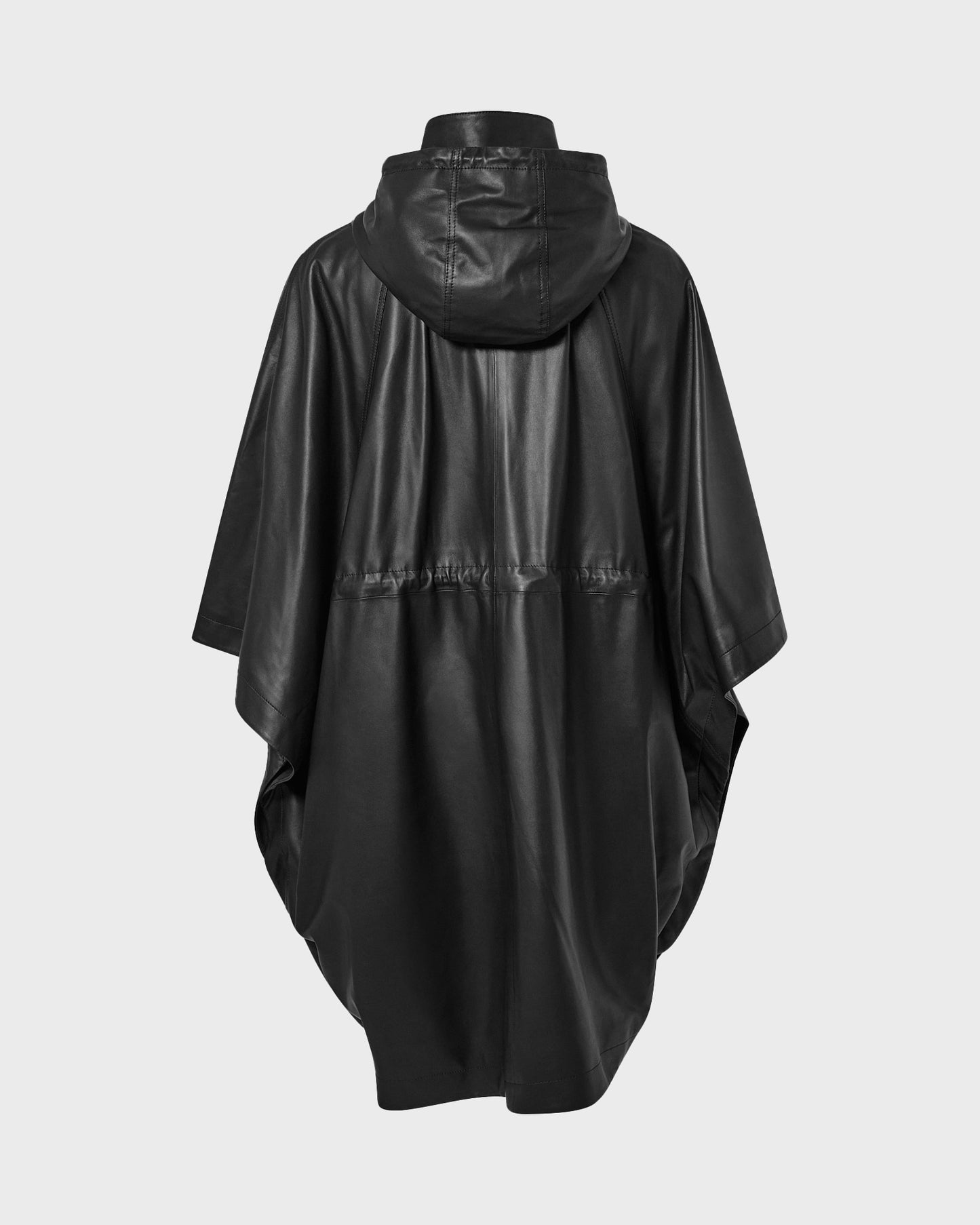 Waterproof lamb leather hooded cape parka
