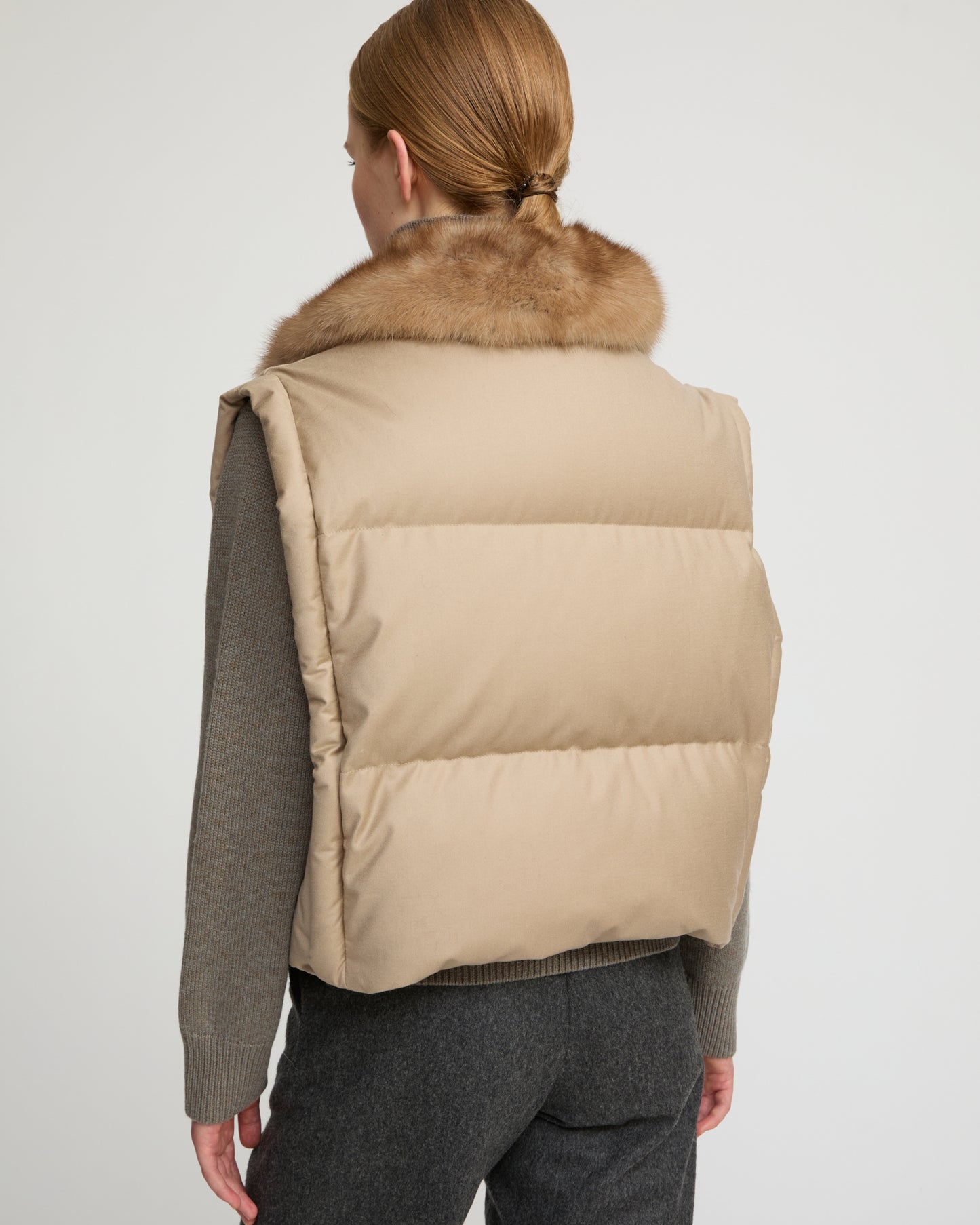 Flannel gilet with sable fur collar - Yves Salomon