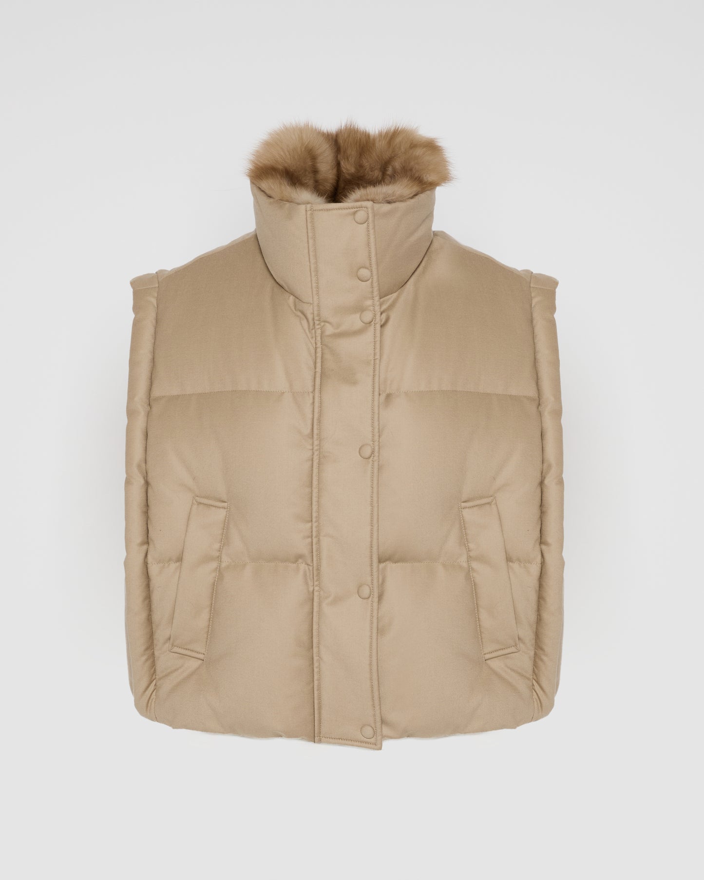 Flannel gilet with sable fur collar - Yves Salomon