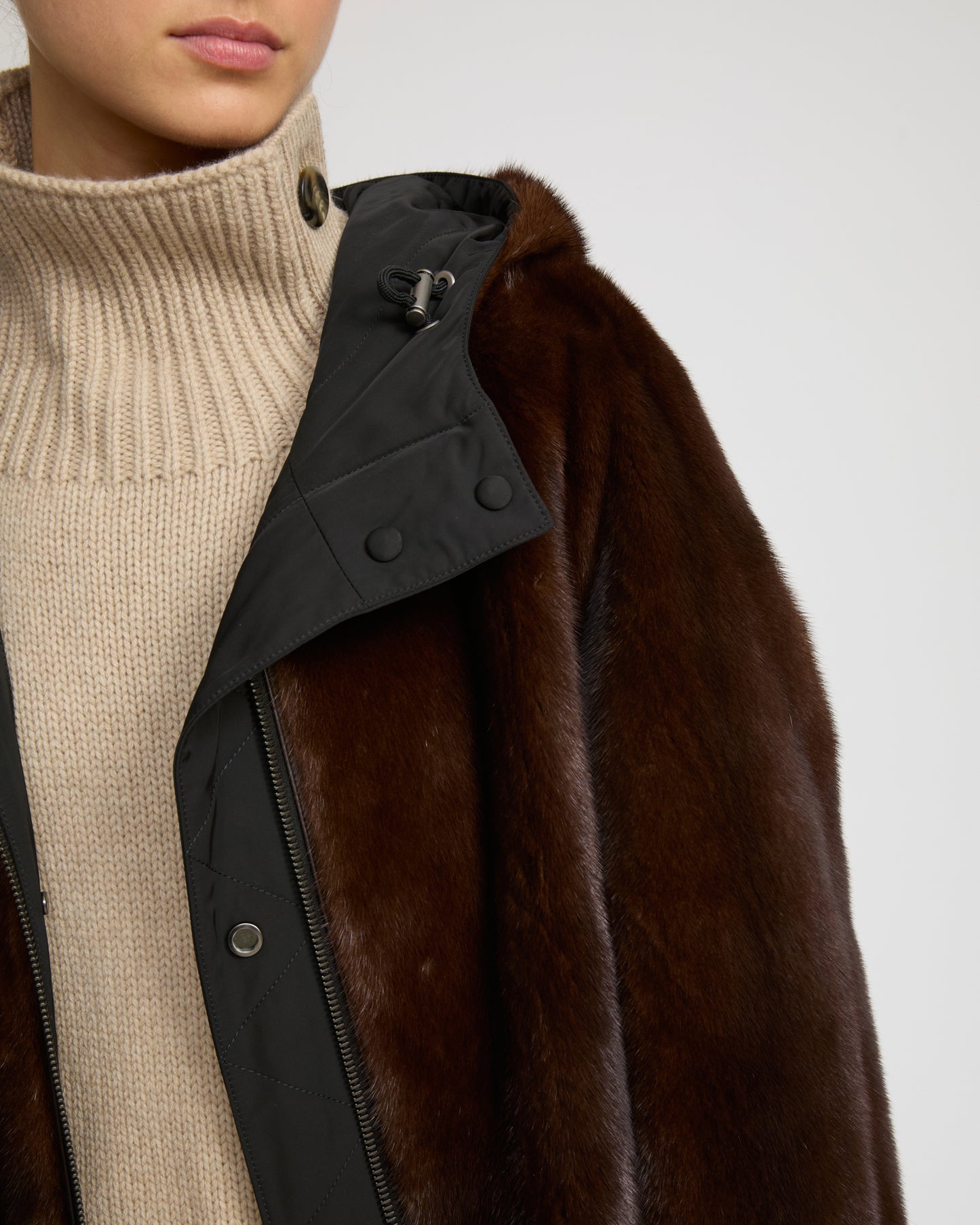 Reversible parka in technical fabric and mink fur - Yves Salomon