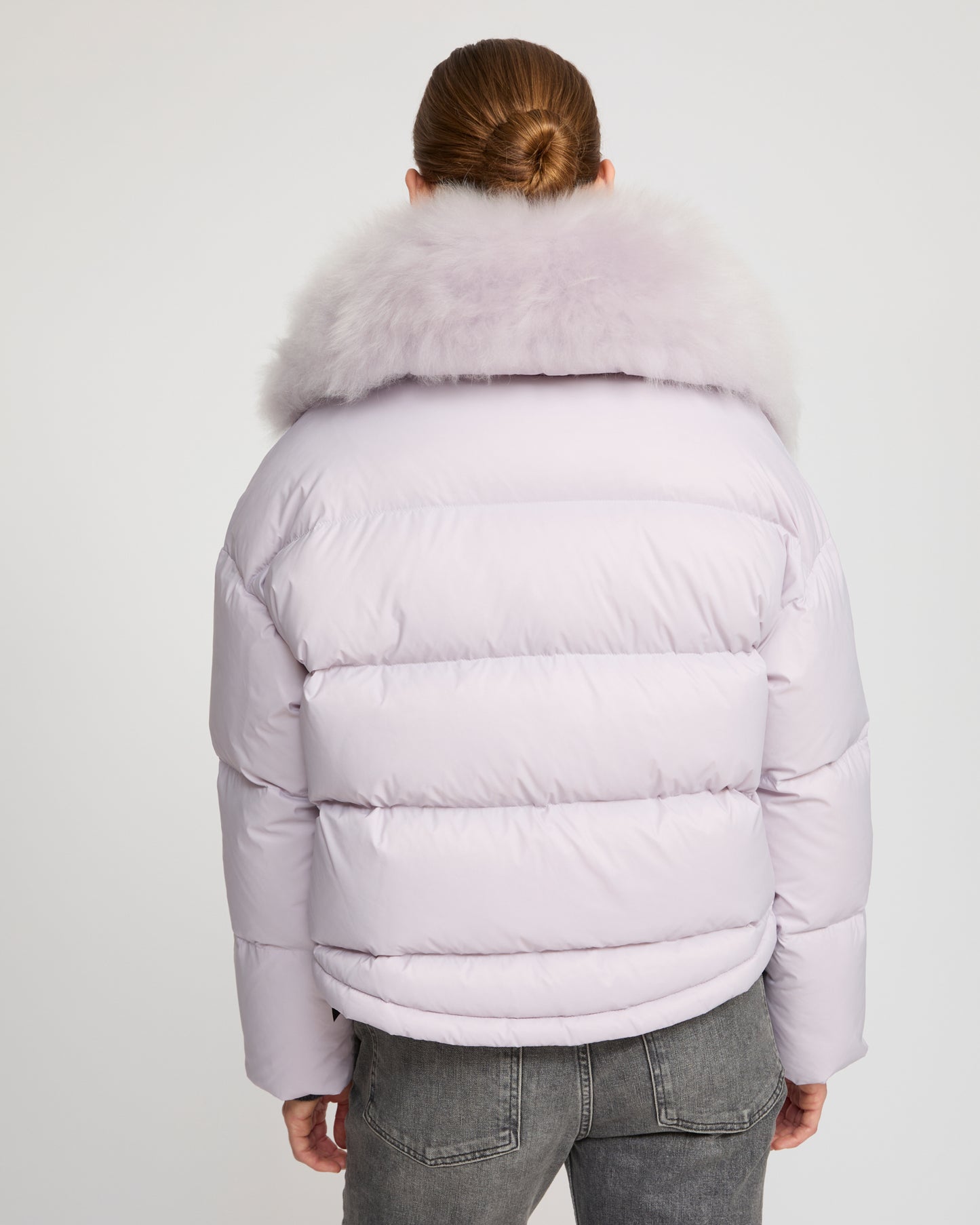 Short down jacket with fluffy lambswool trim - Yves Salomon