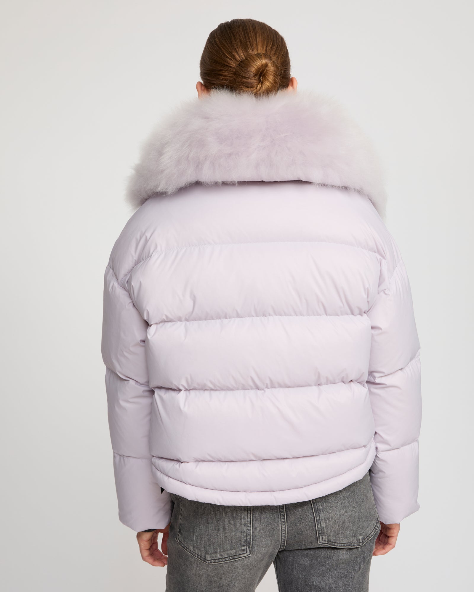 Short down jacket with fluffy lambswool trim - Yves Salomon