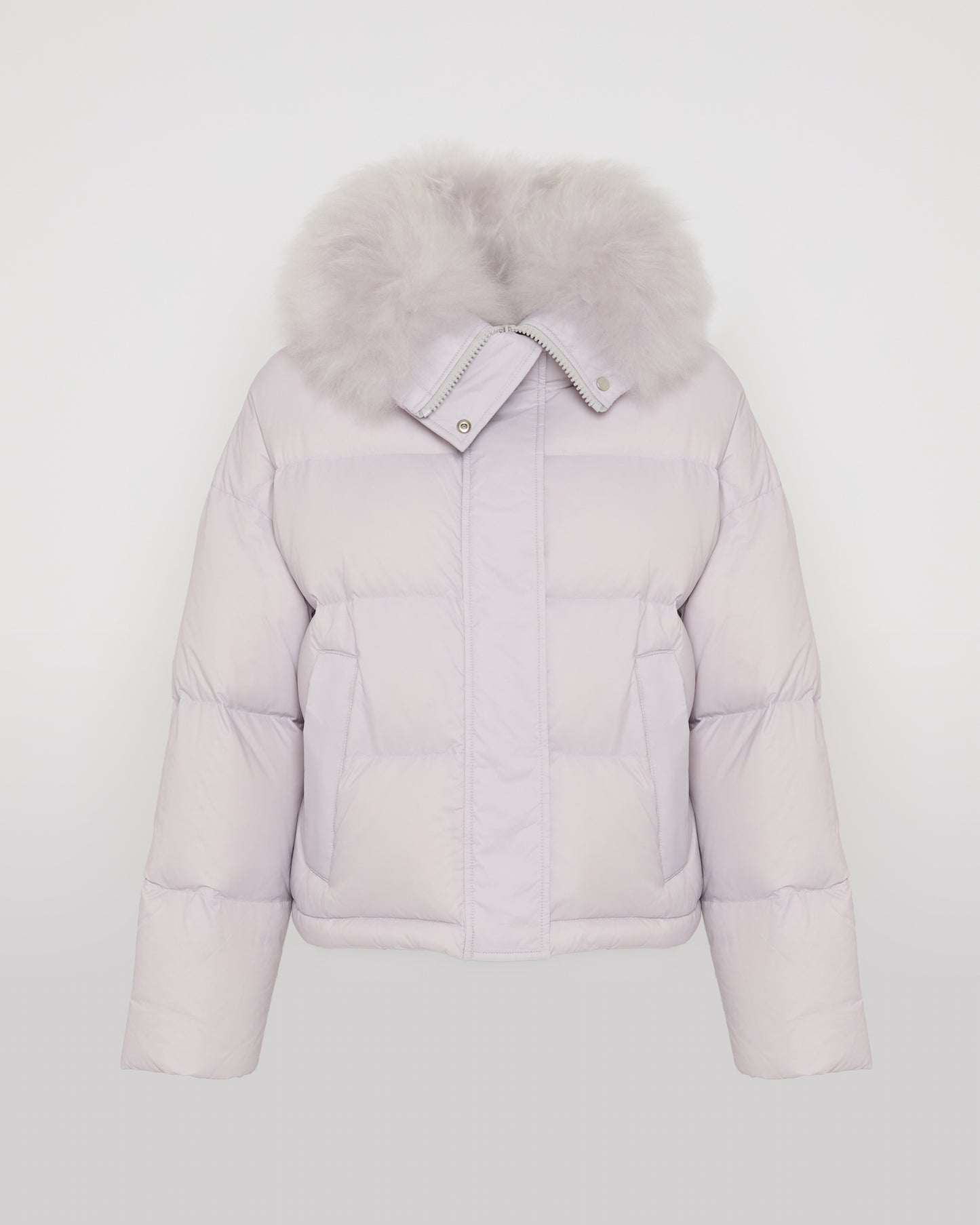 Short down jacket with fluffy lambswool trim - Yves Salomon