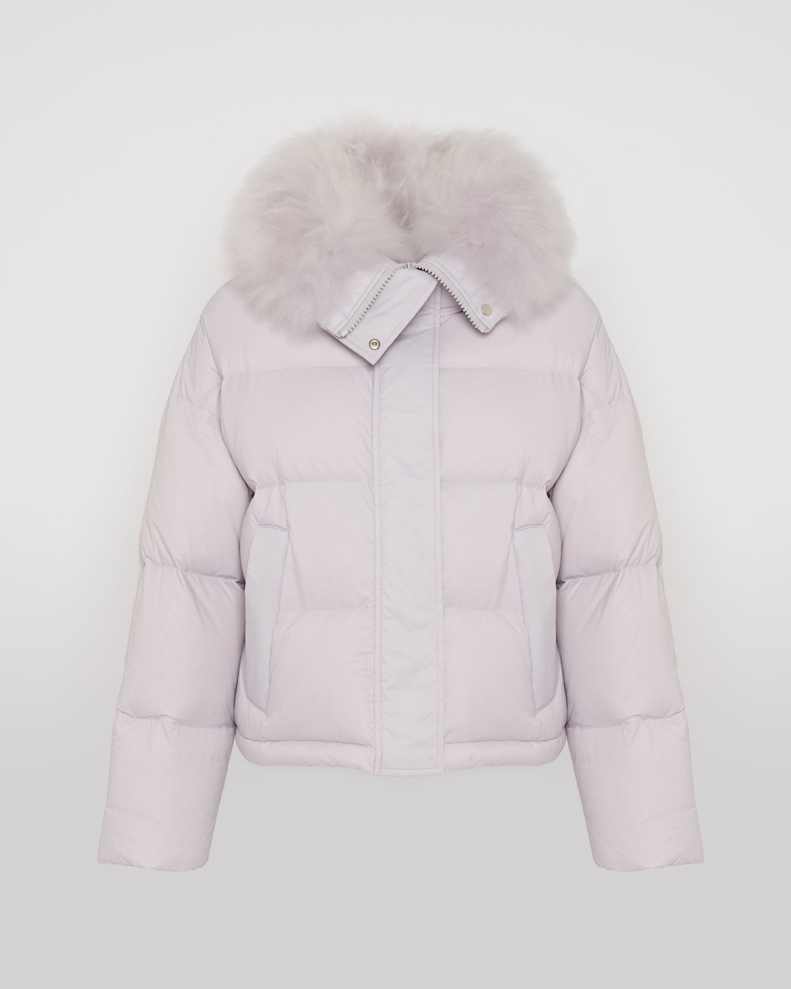 Short down jacket with fluffy lambswool trim - Yves Salomon