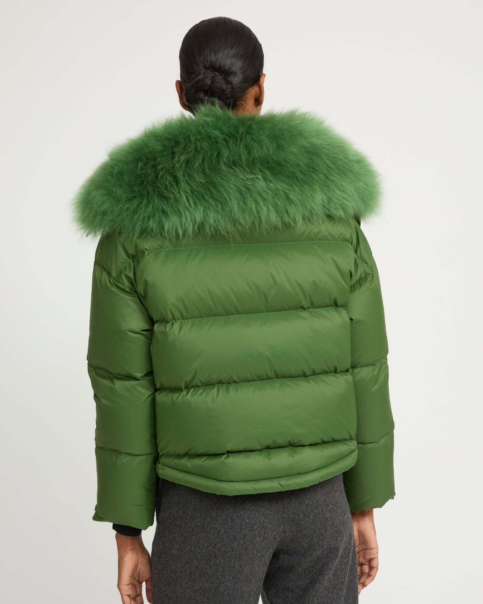 Short down jacket with fluffy lambswool trim - Yves Salomon