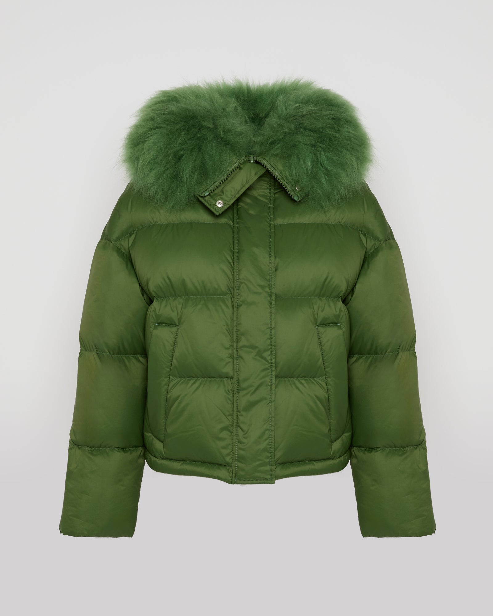 Short down jacket with fluffy lambswool trim - Yves Salomon