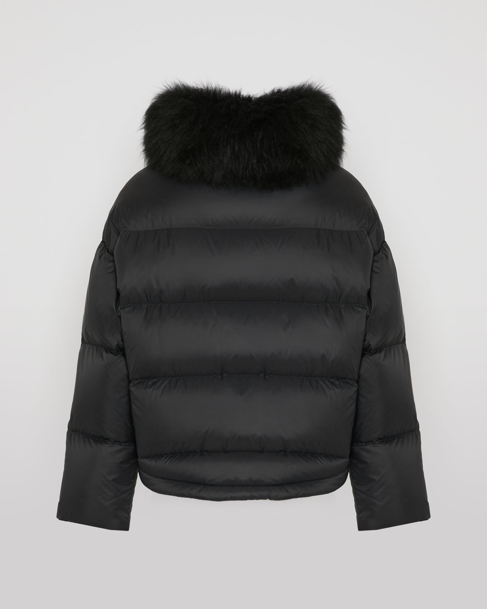 Short down jacket with fluffy lambswool trim - Yves Salomon