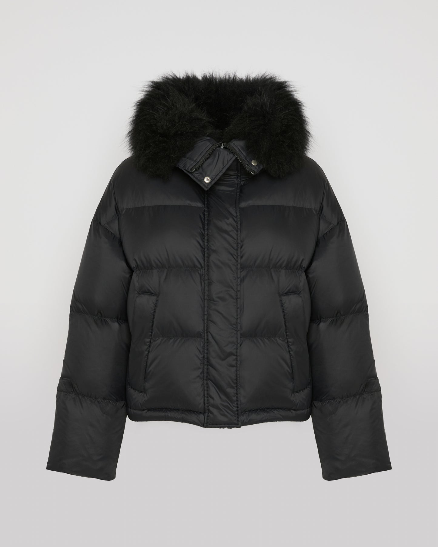 Short down jacket with fluffy lambswool trim - Yves Salomon