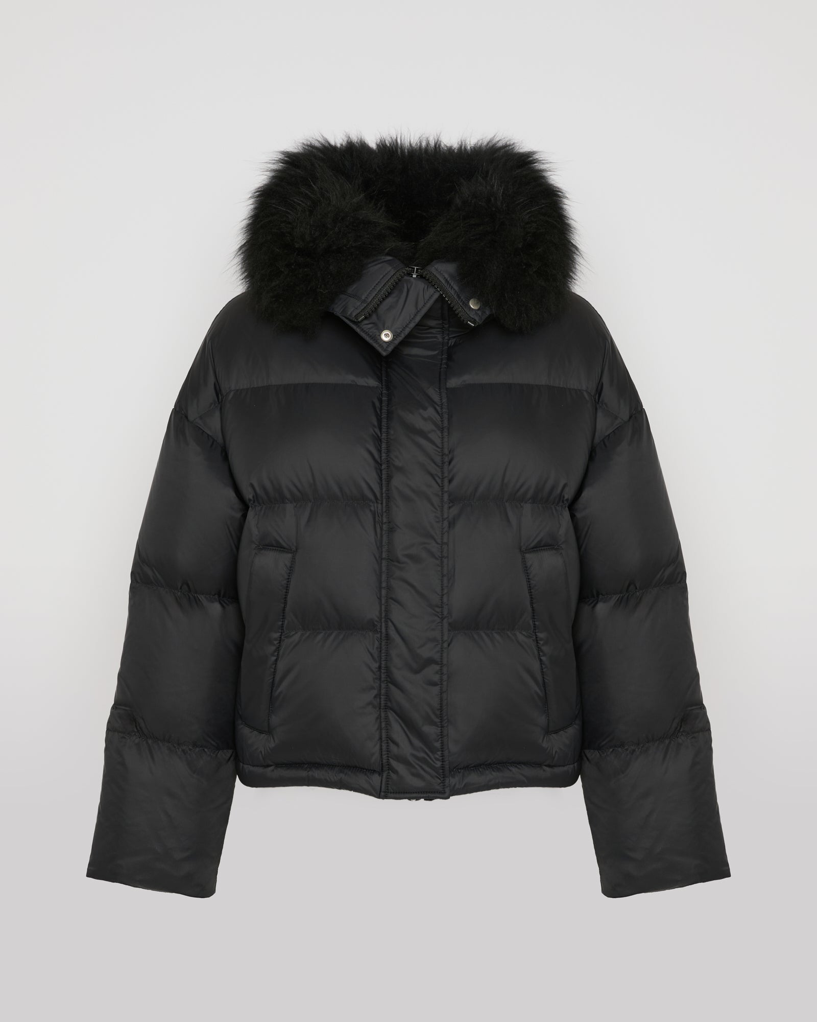 Short down jacket with fluffy lambswool trim - Yves Salomon
