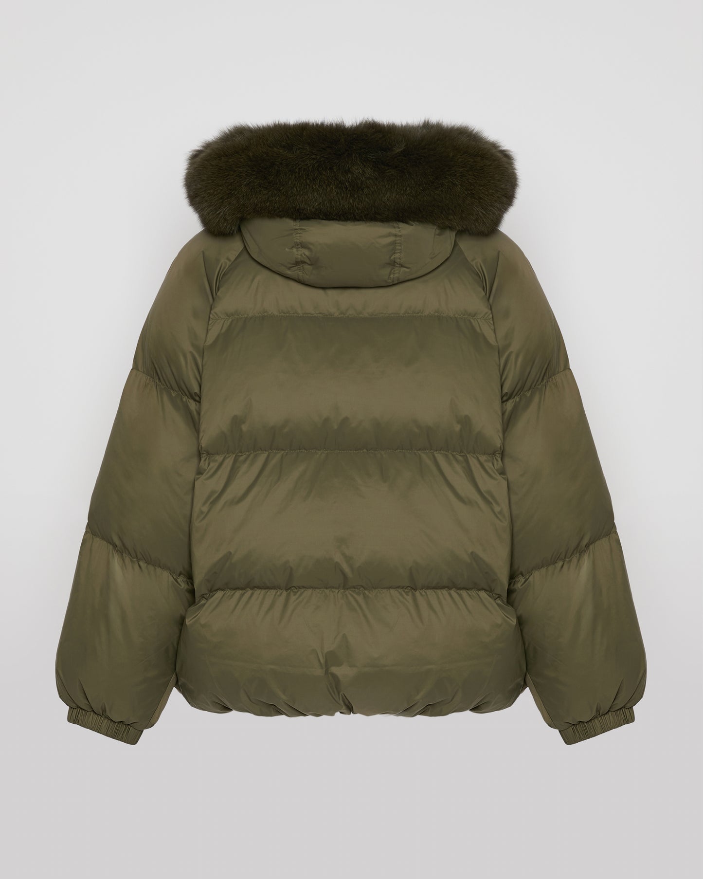 Short down jacket with raglan sleeves and fox fur trim - Yves Salomon