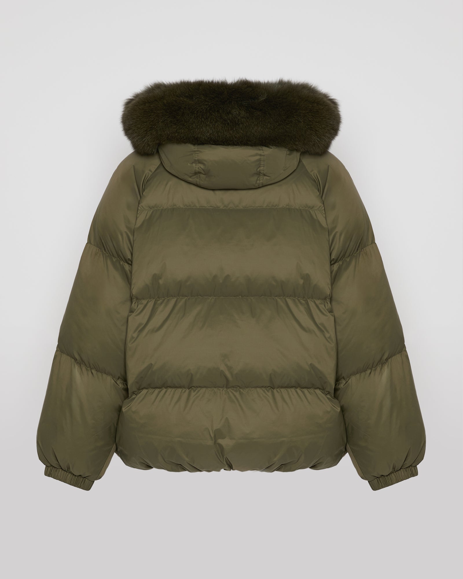 Short down jacket with raglan sleeves and fox fur trim - Yves Salomon