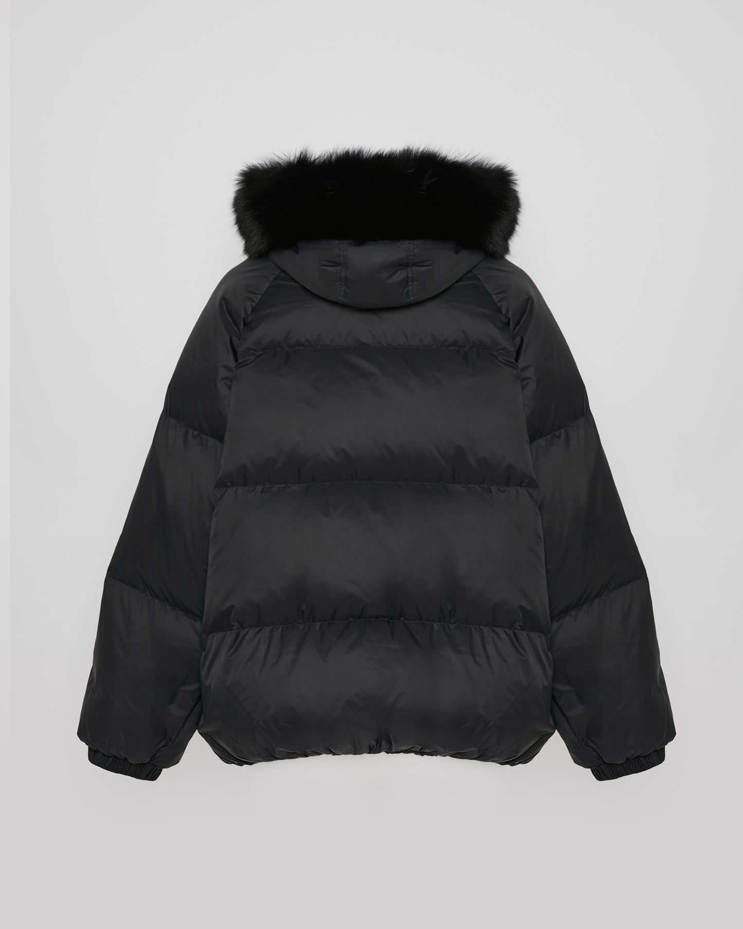 Short down jacket with raglan sleeves and fox fur trim - Yves Salomon