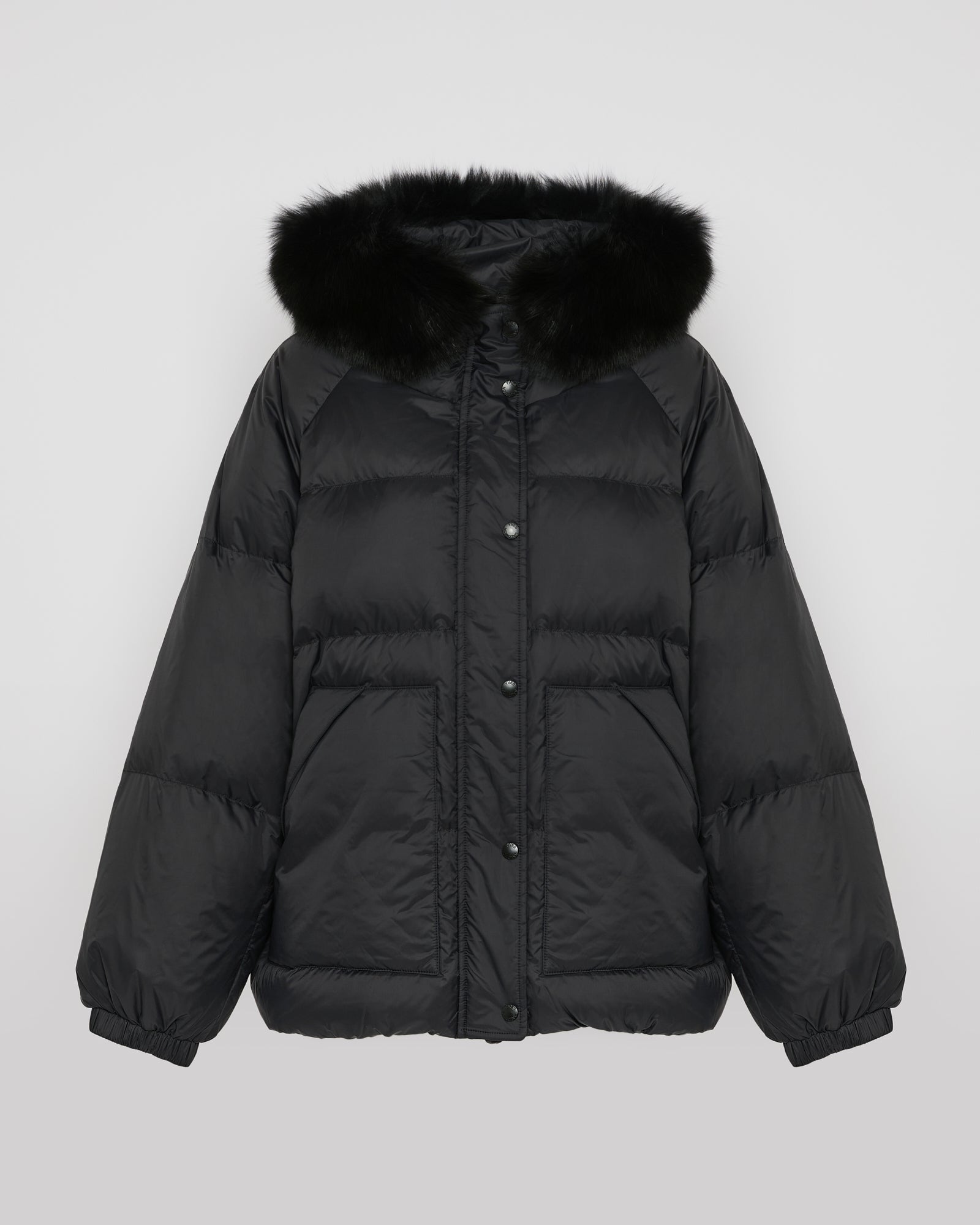 Short down jacket with raglan sleeves and fox fur trim - Yves Salomon