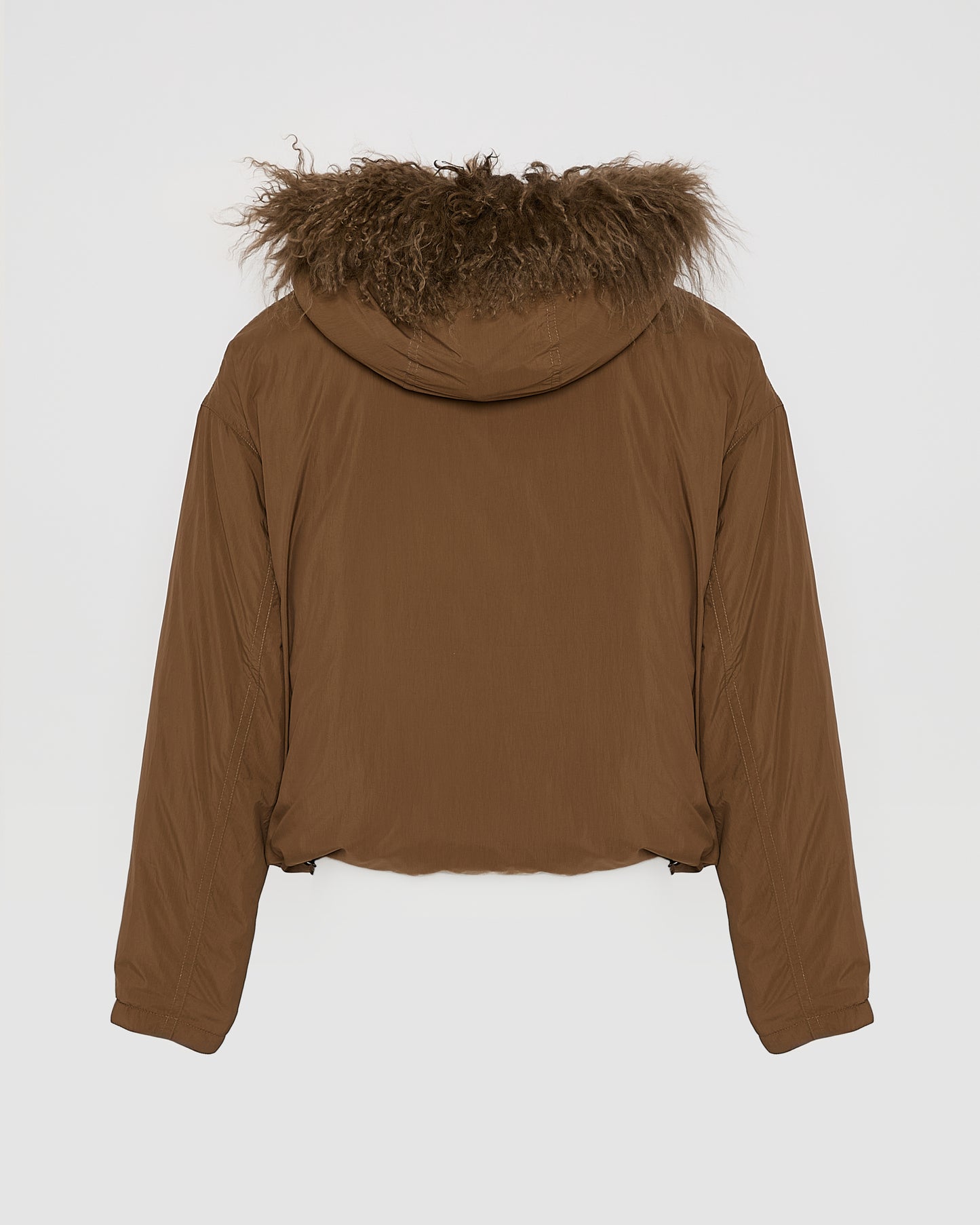 Short ultra-light down jacket with curly lambskin trim - Yves Salomon